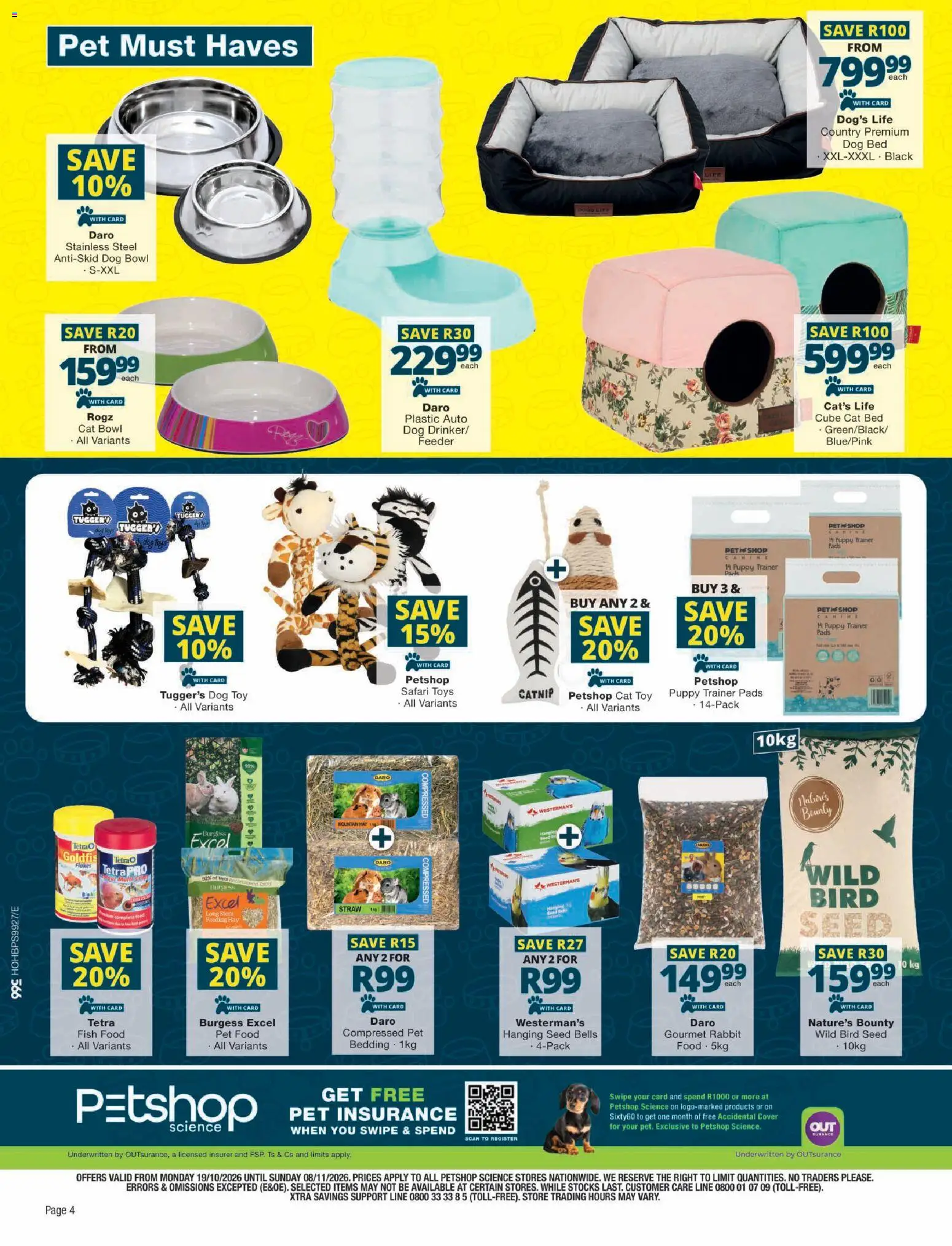 New Checkers catalogue – valid from 19/10/2026 | Page: 4 | Products: Pet food, Cover, Rabbit, Pads