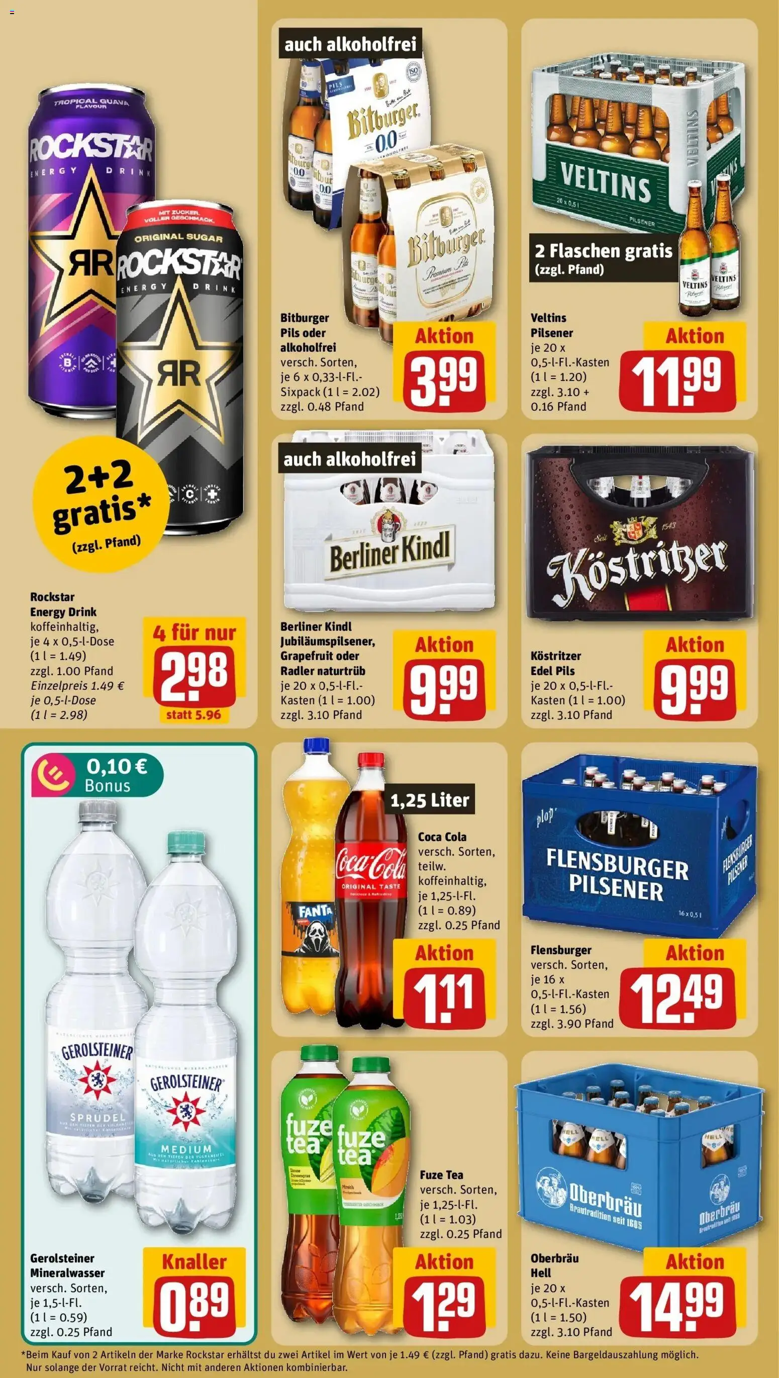 REWE Prospekt ab 07.09.2026 zum Blättern » Angebote | Seite: 20 | Produkte: Bitburger, Fuze tea, Cola, Gerolsteiner