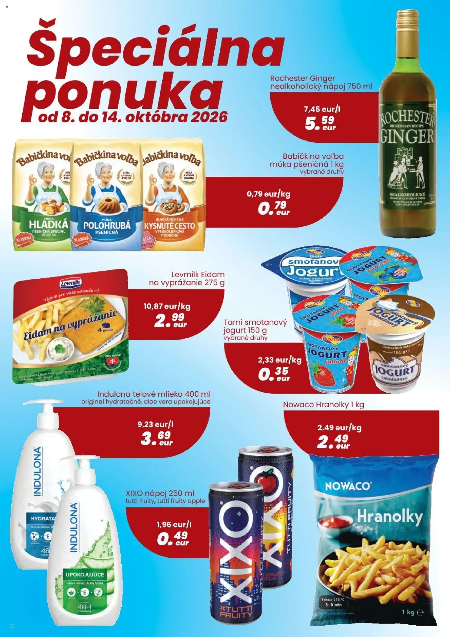 Nové Sintra akcie – leták je platný od 01.10.2026 | Strana: 17 | Produkty: Fritéza, Aloe Vera, Eidam, Smotanový jogurt