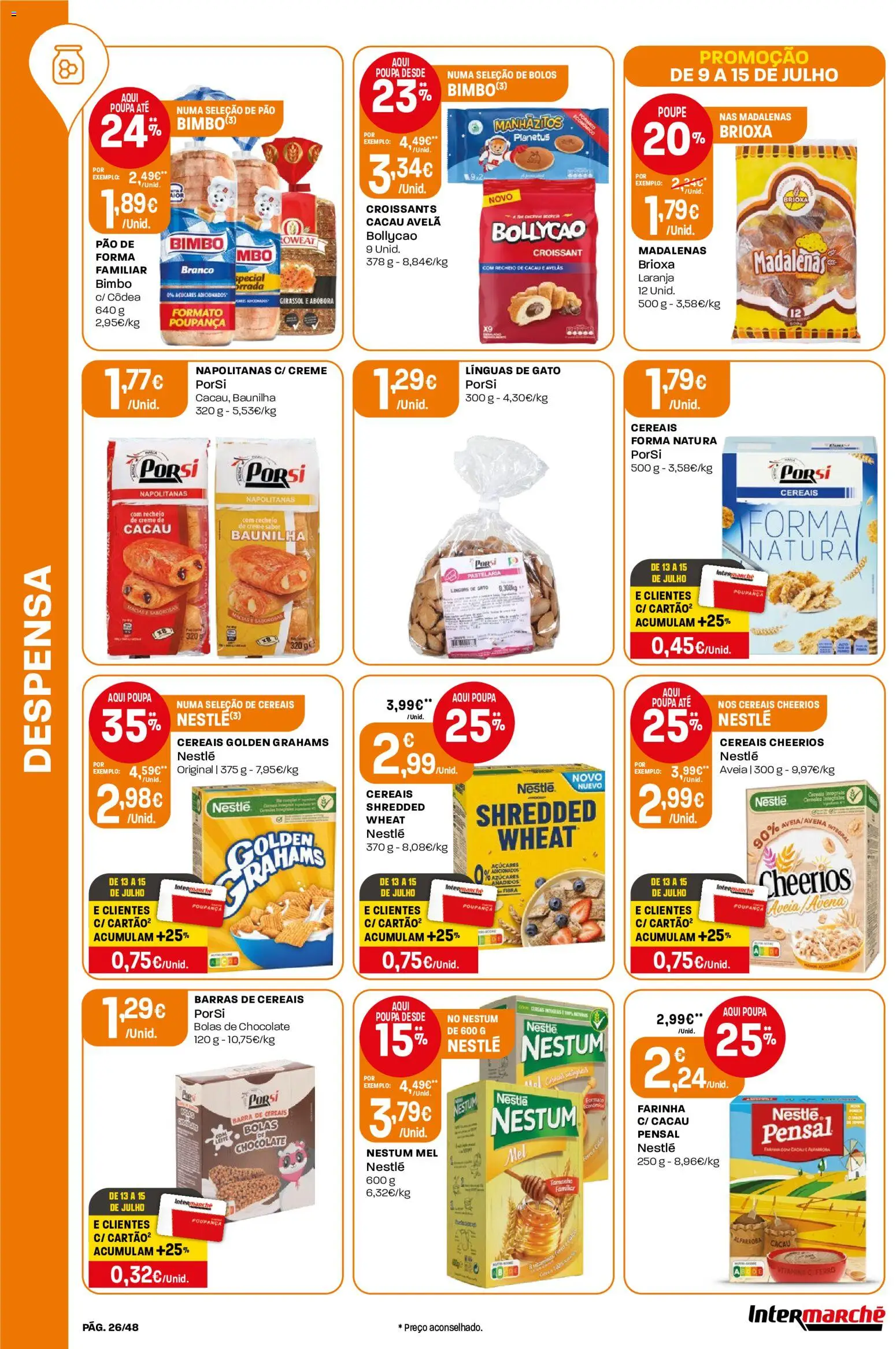 Intermarché folheto │ válido de 09/07/2026 | Página: 26 | Produtos: Aveia, Ferro, Nestlé, Cereais
