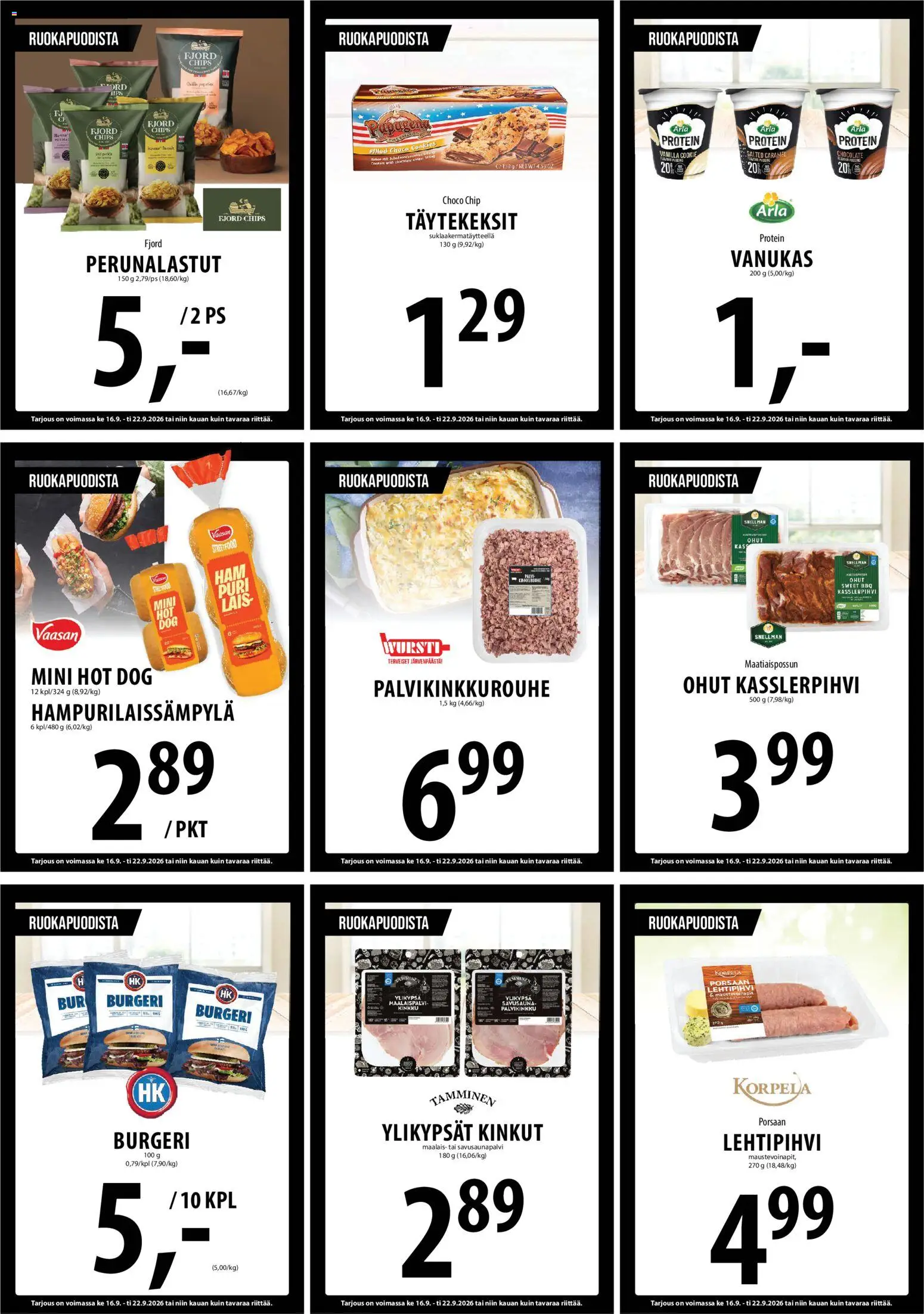 Sale tarjoukset – voimassa 15/09/2026 alkaen | Sivu: 9 | Tuotteet: Kinkku, Hot dog