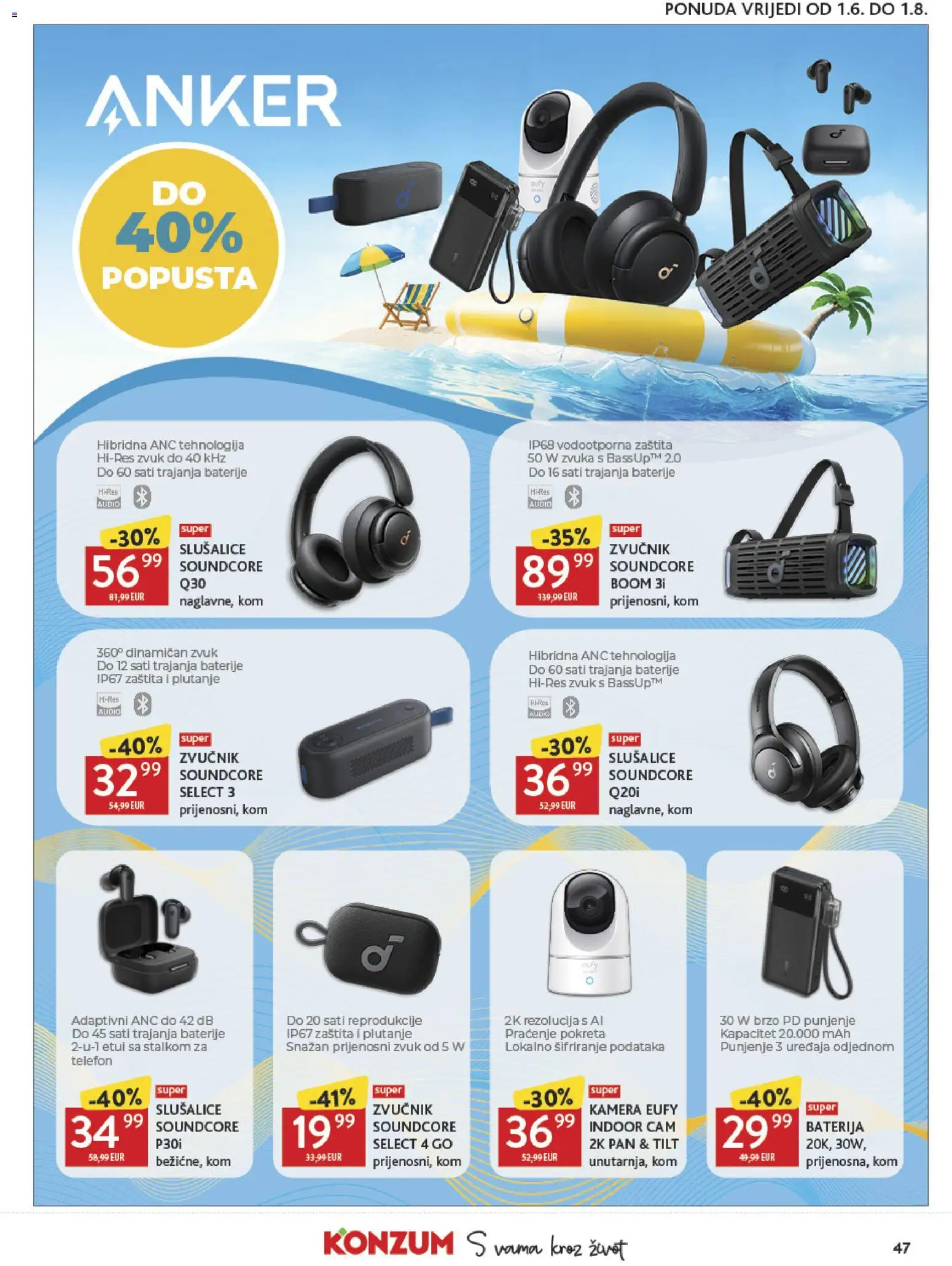 Konzum katalog | vrijedi od 03.06.2026 | Stranica: 47 | Proizvodi: Baterija, Audio, Slušalice, Zvučnik
