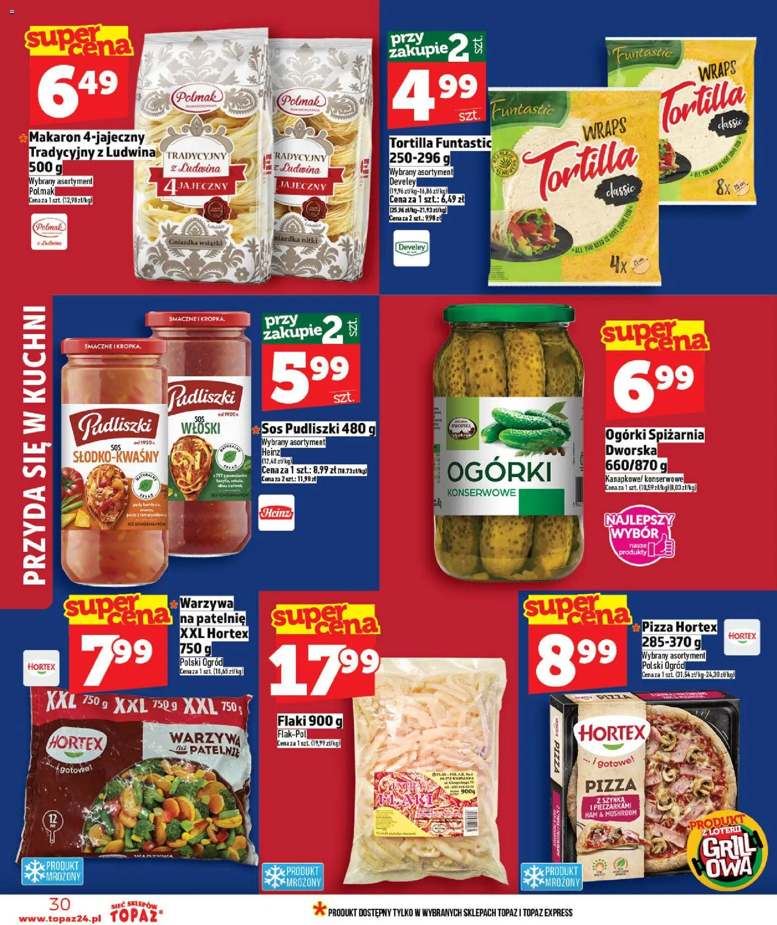 Topaz gazetka - MAZ od 14.05.2026 | Strona: 30 | Produkty: Szynka, Flaki, Pizza, Warzywa