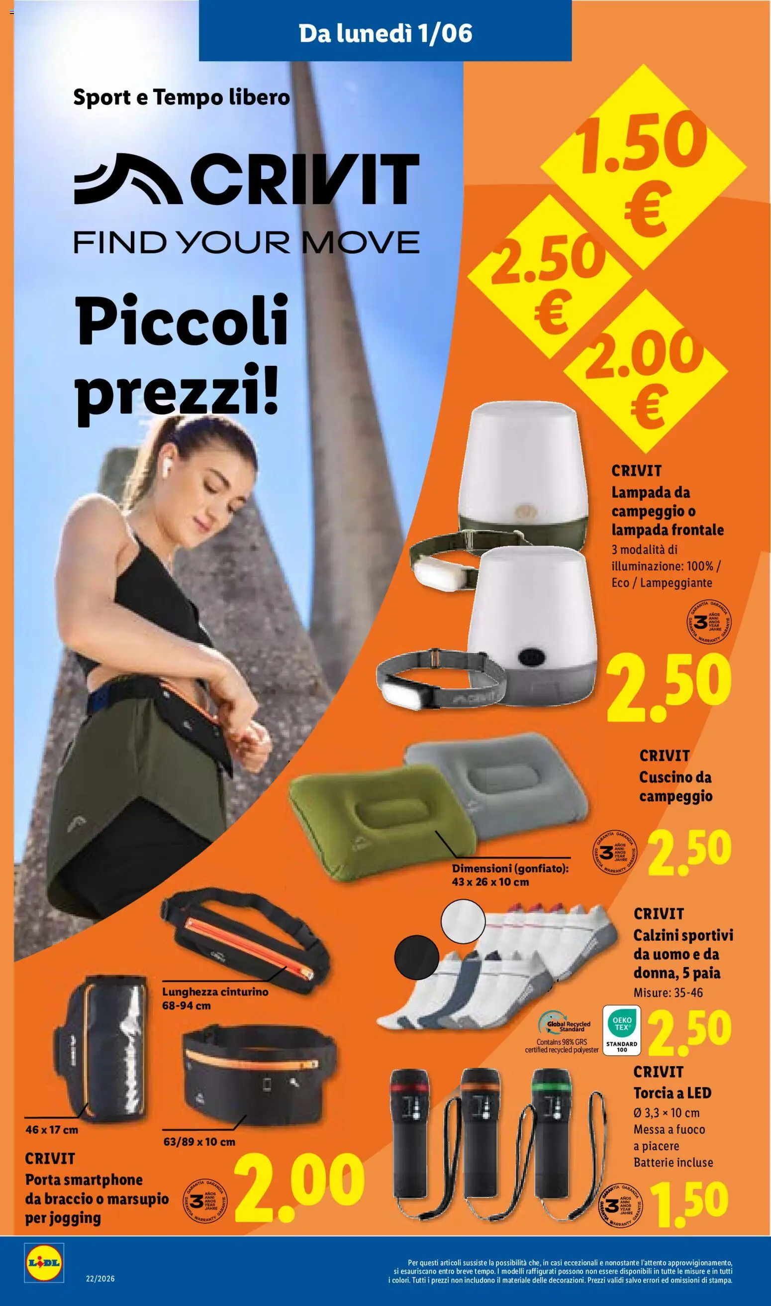Volantino Lidl del 28.05.2026 | Pagina: 38 | Prodotti: Calzini, Torcia, Cuscino, Lampada
