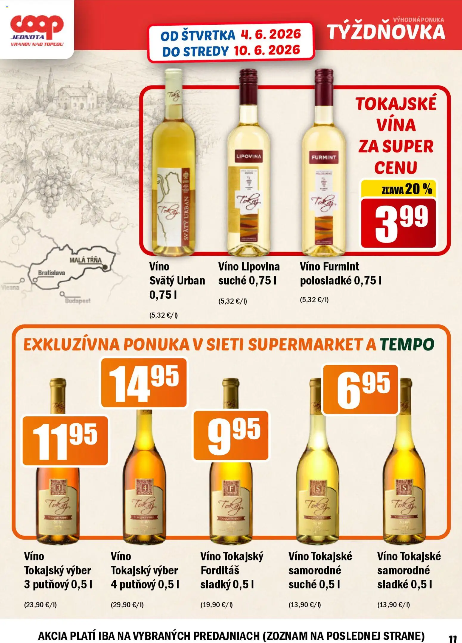 Nové COOP Jednota akcie – leták je platný od 04.06.2026 | Strana: 11 | Produkty: Víno