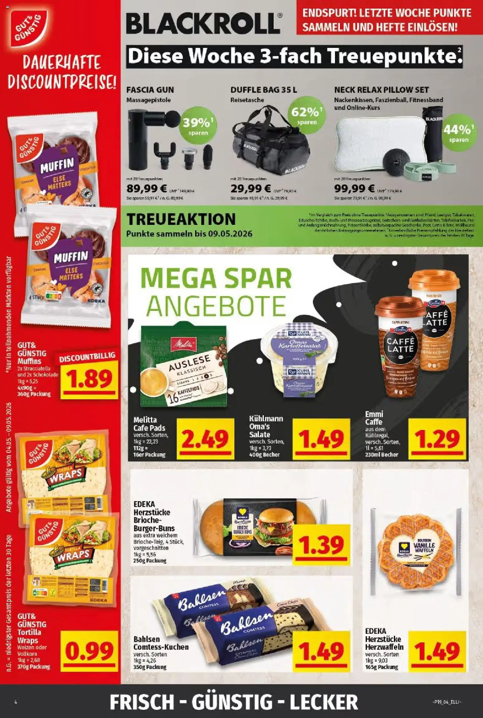 Elli Markt Prospekt Gütersloh – gültig ab 04.05.2026 | Seite: 4 | Produkte: Melitta, Schokolade, Waffeln, Reisetasche
