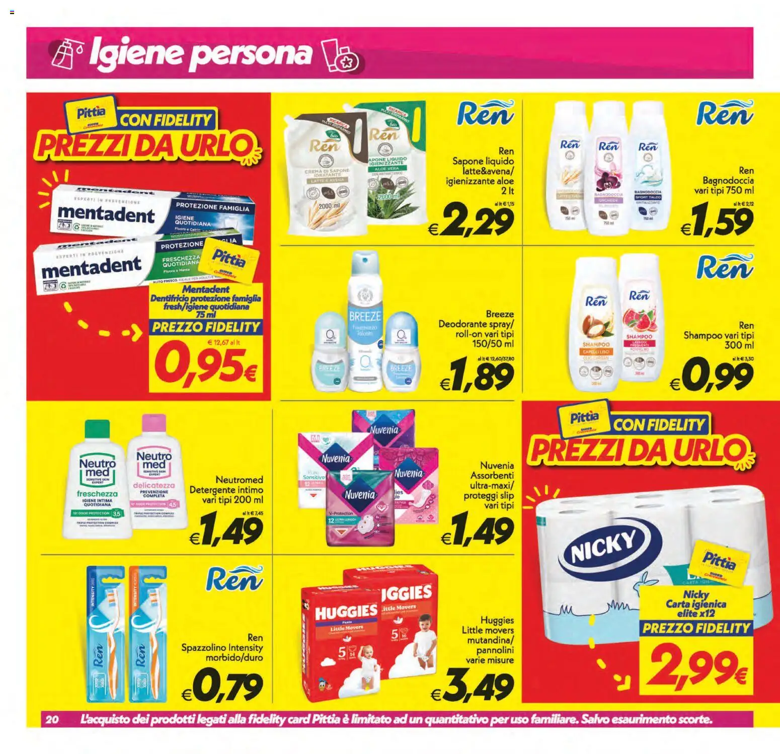 Volantino SuperConveniente del 31/07/2026 | Pagina: 20 | Prodotti: Crema, Pannolini, Sapone, Dentifricio