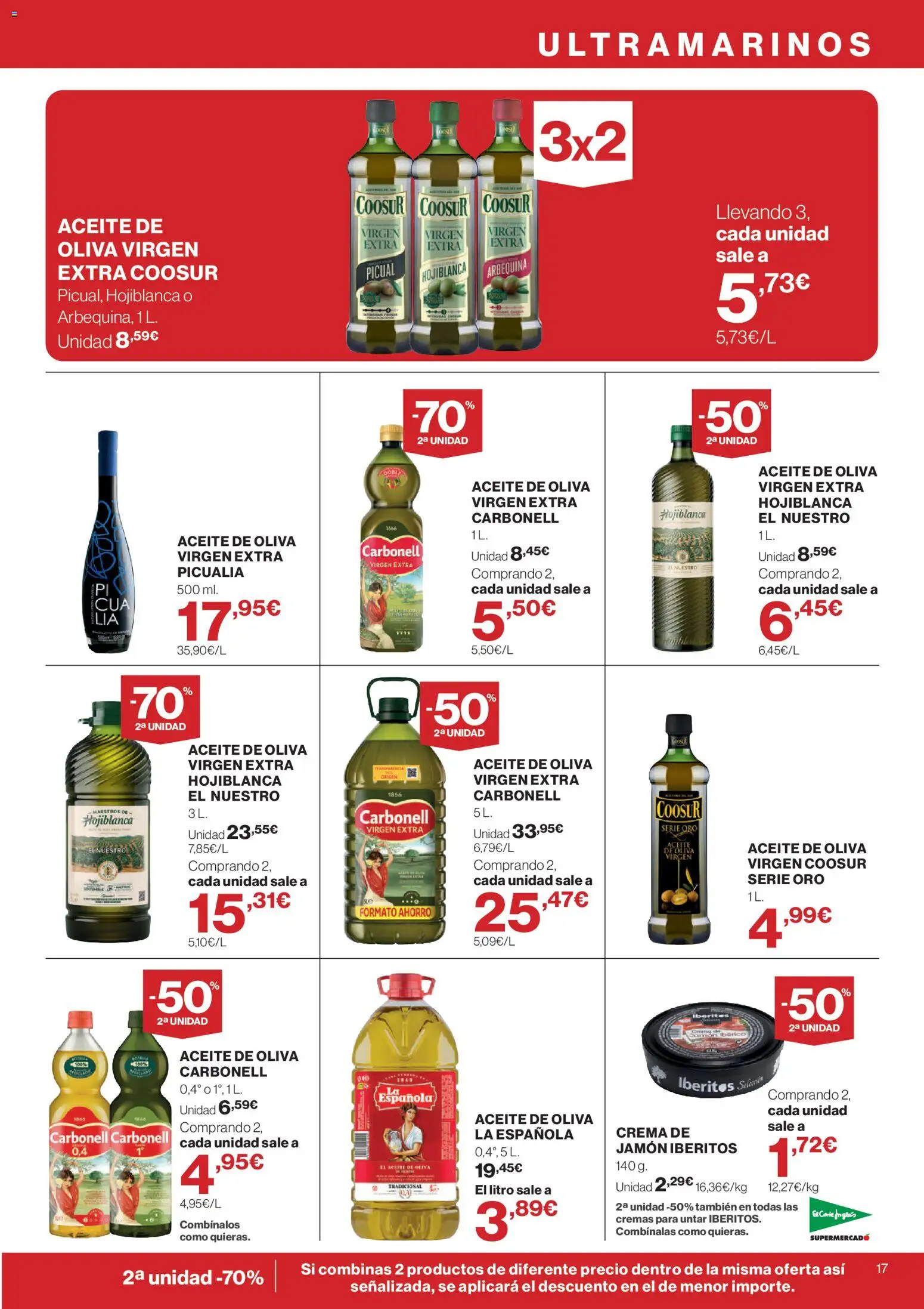 El Corte Inglés ofertas │ válido desde el 04.06.2026 | Página: 17 | Productos: Jamón, Crema, Aceite de oliva, Aceite de oliva virgen extra