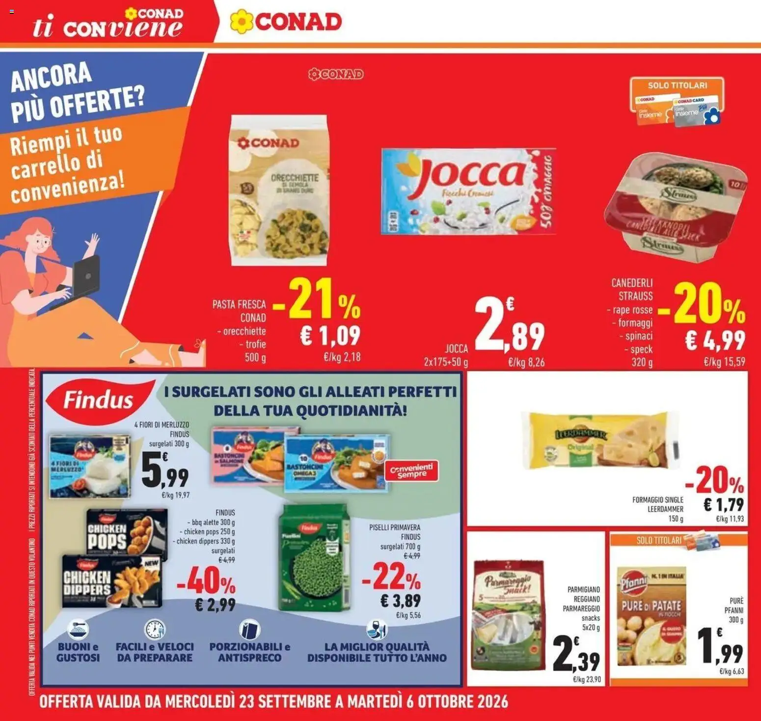 Volantino Conad dal 23/09/2026 > Anteprima | Pagina: 30 | Prodotti: Merluzzo, Formaggio, Spinaci, Carrello