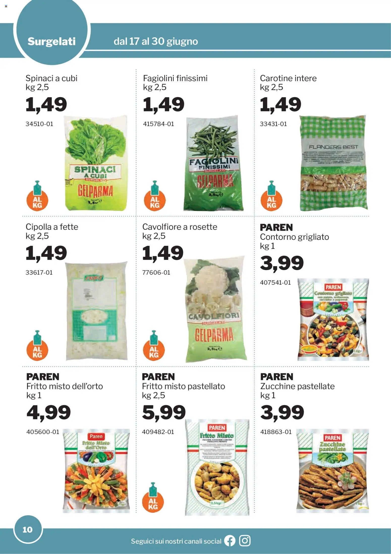 Volantino Sogegross del 17.06.2026 | Pagina: 10 | Prodotti: Spinaci, Cavolfiore, Zucchine, Fagiolini