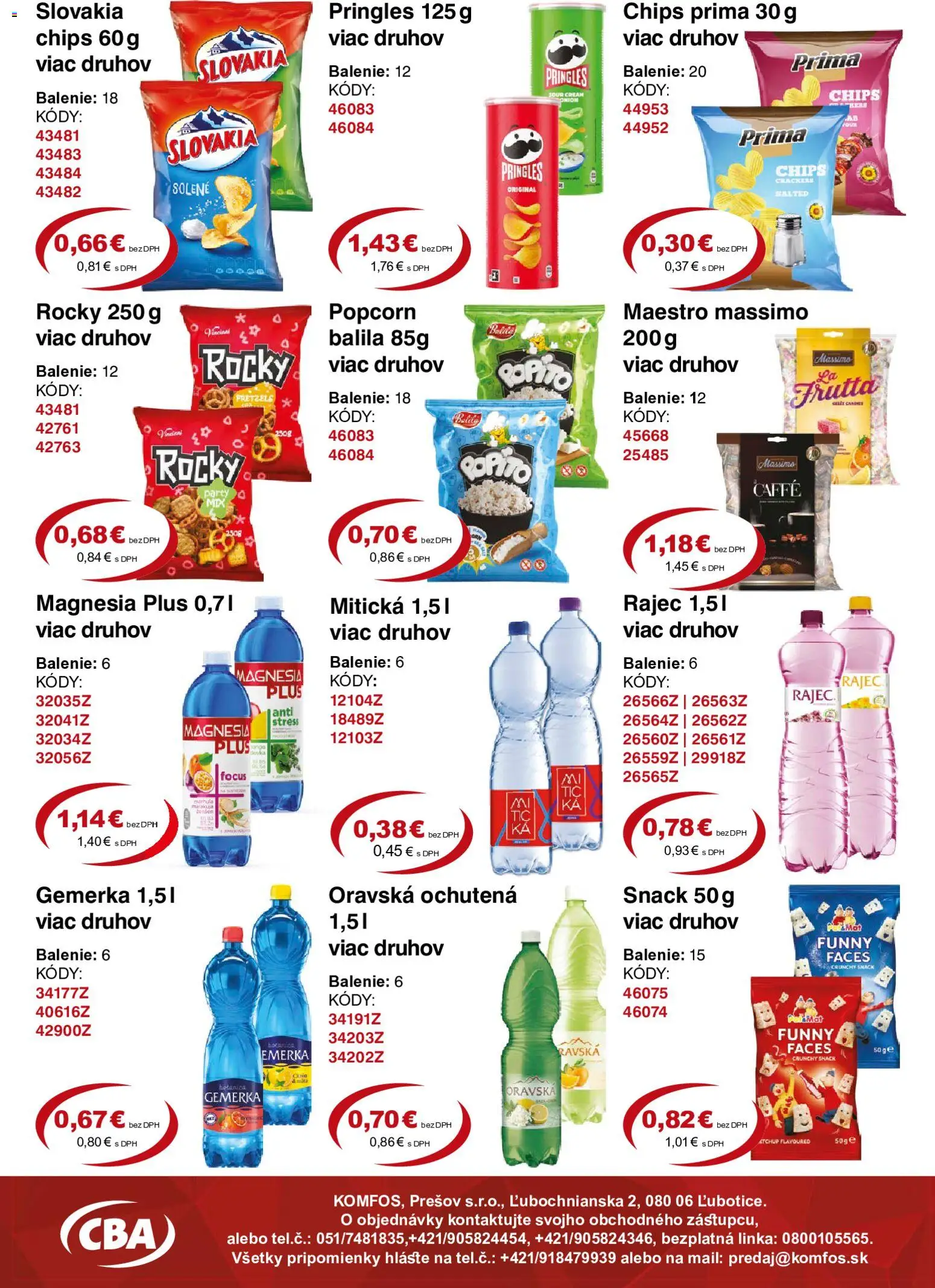 Nové CBA Komfos akcie – leták je platný od 19.06.2026 | Strana: 7 | Produkty: Rajec, Pringles, Magnesia, Mitická