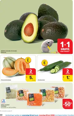 Carrefour folder week 26 - Voorbeeld van een folder van Carrefour, geldig van 24/06/2026 | Pagina: 22 | Producten: Salade, Avocado, Komkommer, Wortelen