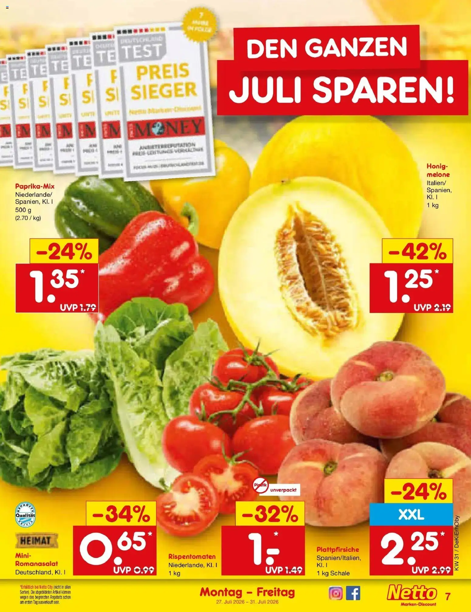 Netto Marken-Discount Prospekt Velden – gültig ab 27.07.2026 | Seite: 9 | Produkte: Melone