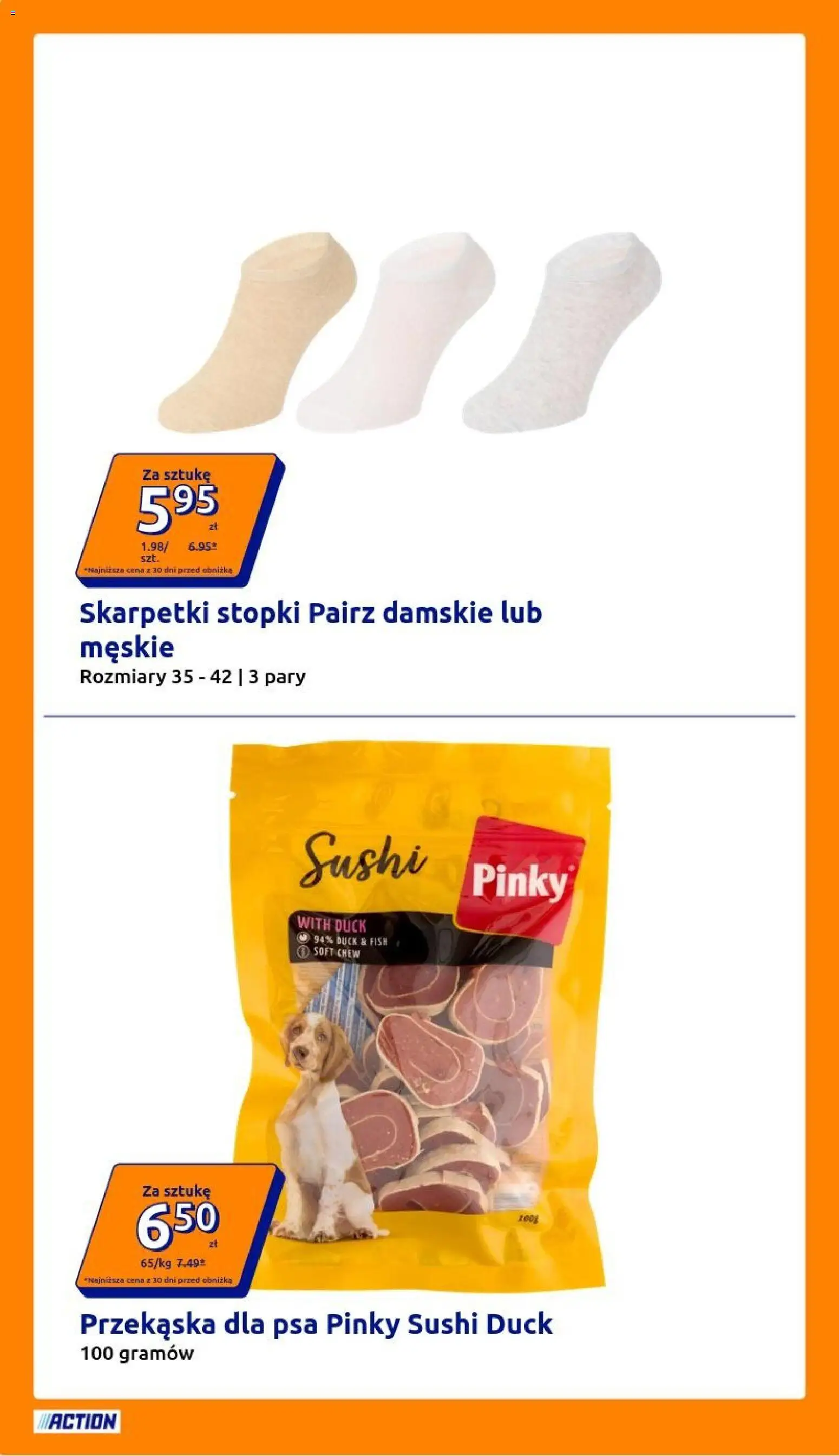 Action gazetka od 08.07.2026 | Strona: 2 | Produkty: Skarpetki, Sushi