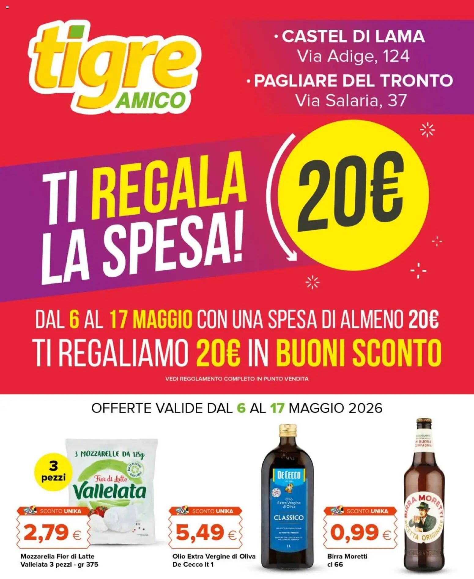 Volantino Tigre del 06.05.2026 | Pagina: 1 | Prodotti: Birra, Olio, Birra Moretti, Olio extra vergine