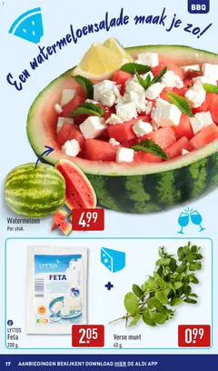 Aldi folder - Buiten eten - Voorbeeld van een folder van Aldi, geldig van 15.06.2026 | Pagina: 17 | Producten: Munt, Feta kaas, Feta, Watermeloen