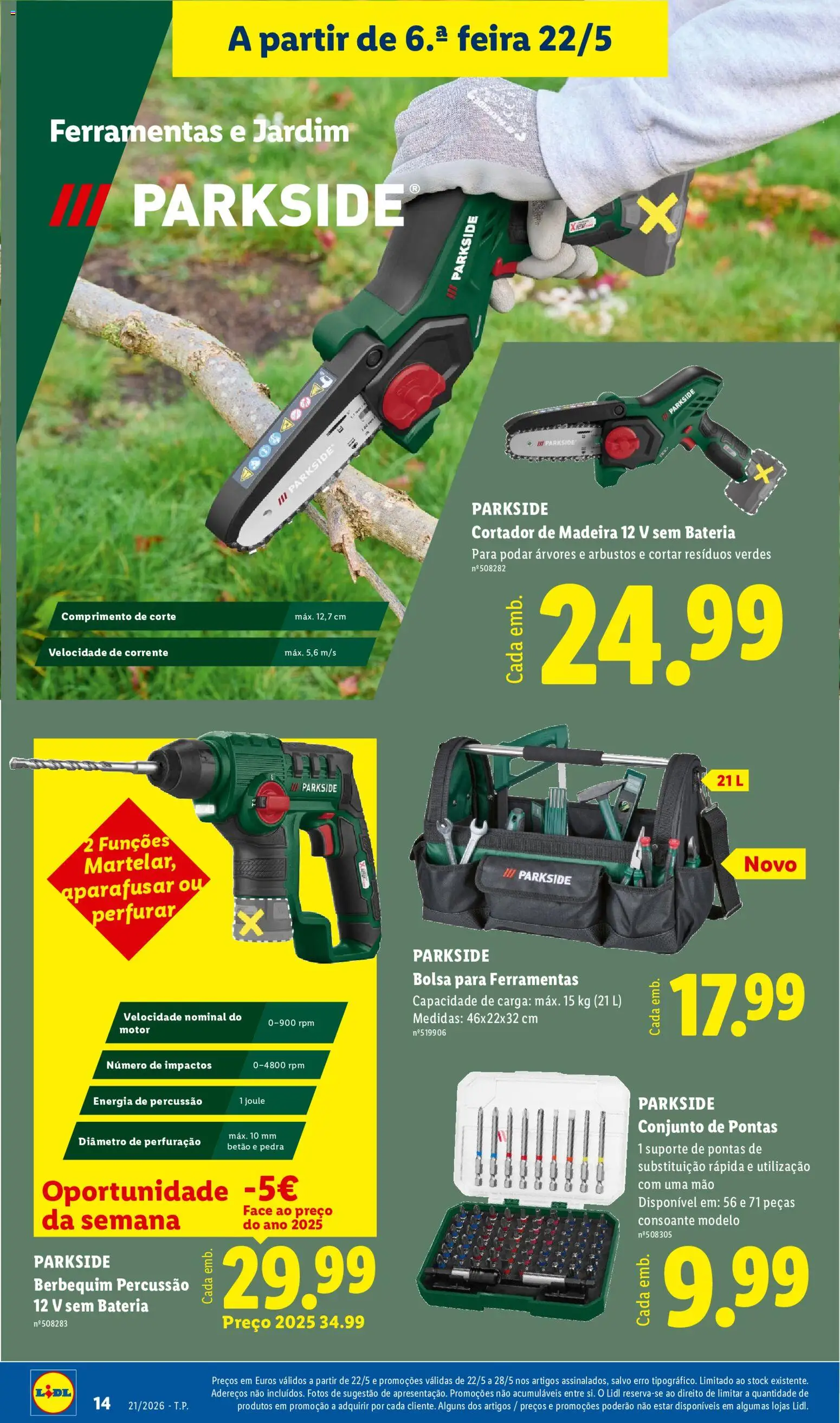 Lidl Novidades │ válido de 18.05.2026 | Página: 14 | Produtos: Bolsa, Cortador, Ferramentas, Pá
