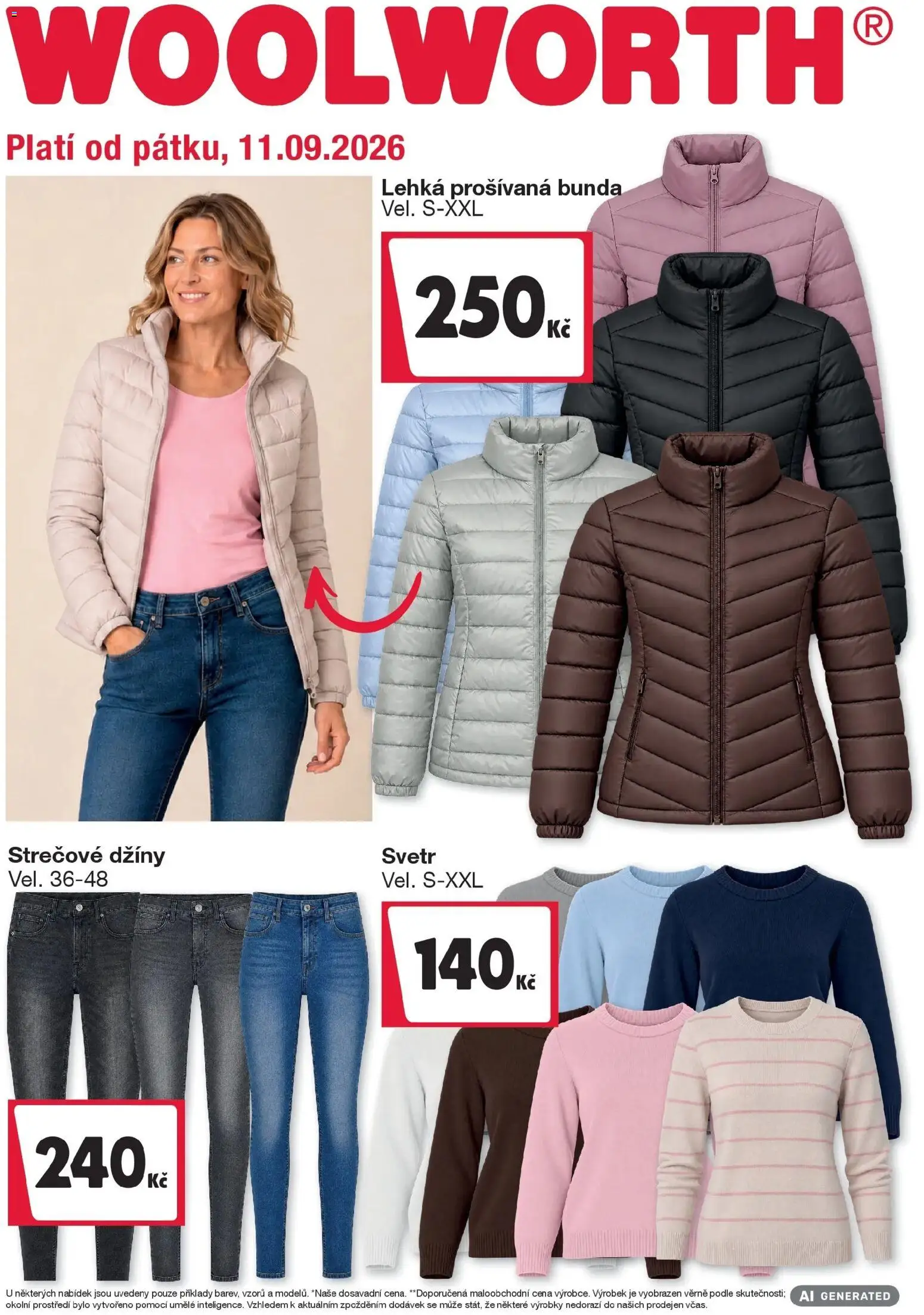 Woolworth leták - Trebic od 11.09.2026 - akční nabídka | Strana: 1 | Produkty: Svetr, Bunda, Džíny