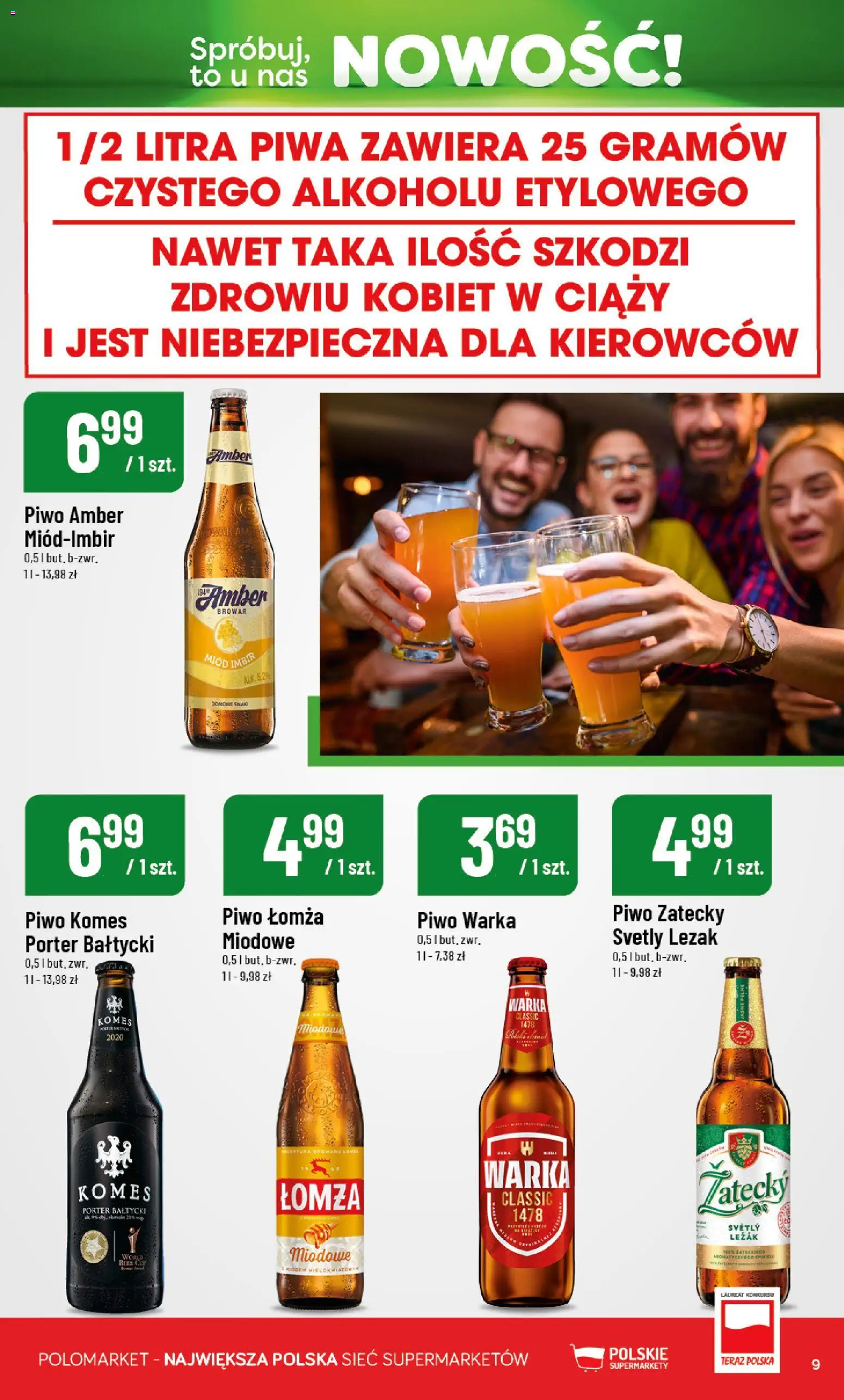 Nowa POLOmarket gazetka od jutra 08.10.2026 | Strona: 9 | Produkty: Miód, Warka, Piwo Warka, Piwo