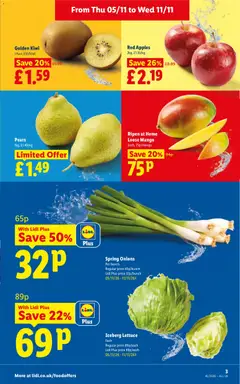 Preview of Weekly offers Lidl England valid from 05/11/2026 | Page: 3 | Products: Iceberg lettuce, Pears, Kiwi, Mango