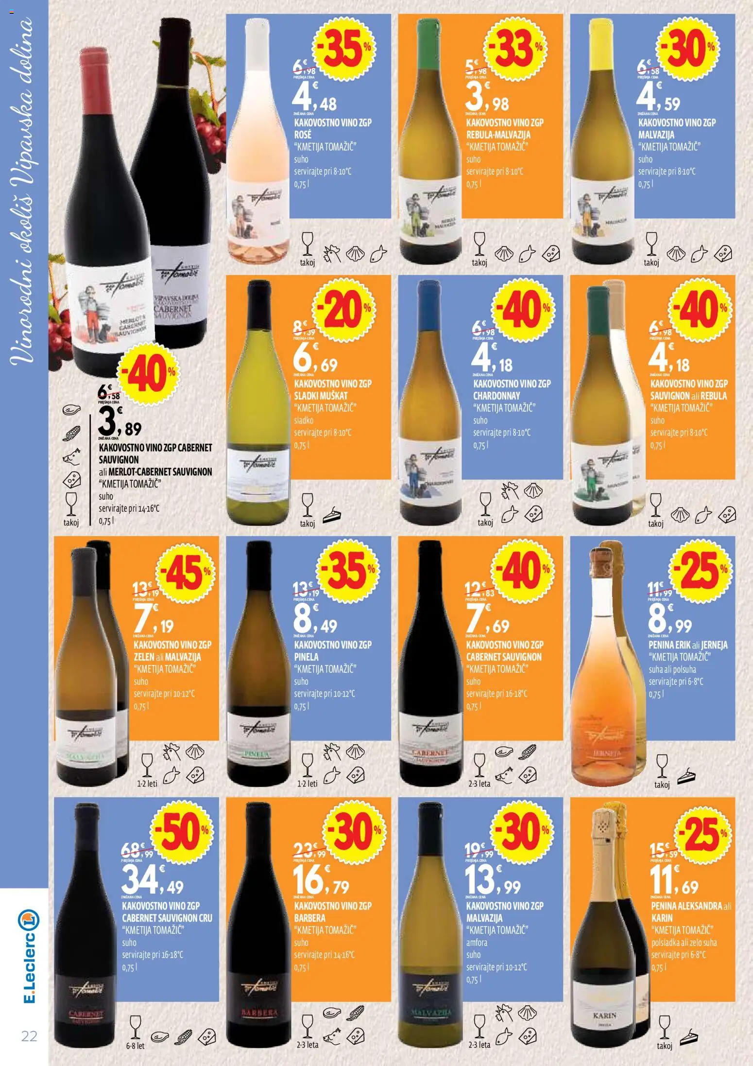 Novi E.leclerc katalog ponudbe – veljaven od 13.10.2026 | Stran: 22 | Izdelki: Penina, Vino