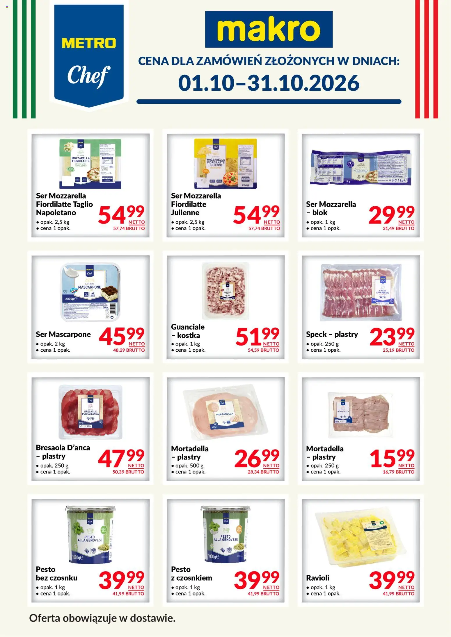 Makro gazetka - Metro Chef w dostawie od 01.10.2026 | Strona: 2 | Produkty: Pesto, Mascarpone, Ser, Mozzarella