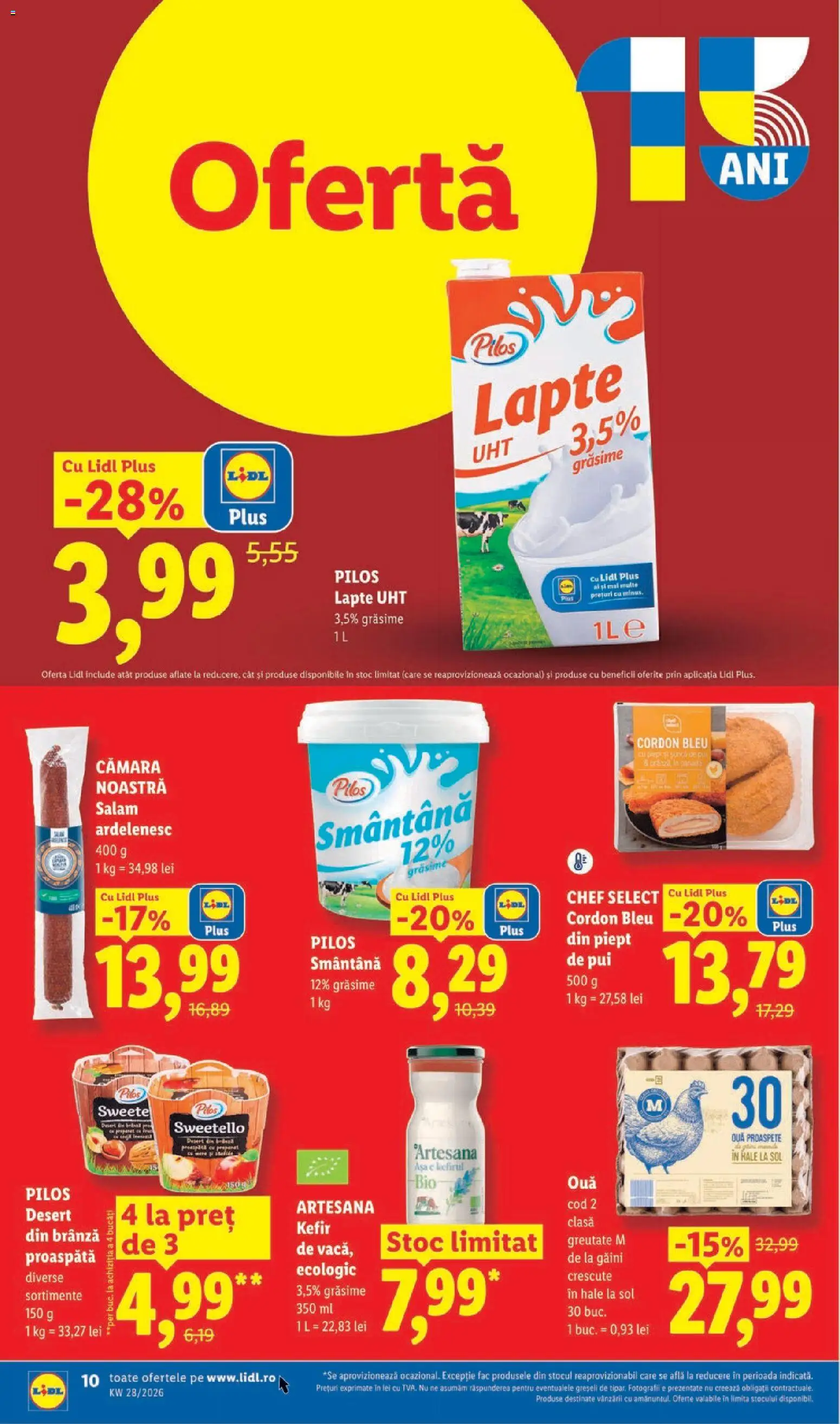 Noul catalog Lidl – valabil de la 06.07.2026 | Pagină: 10 | Produse: Lapte, Ouă, Salam, Smântână