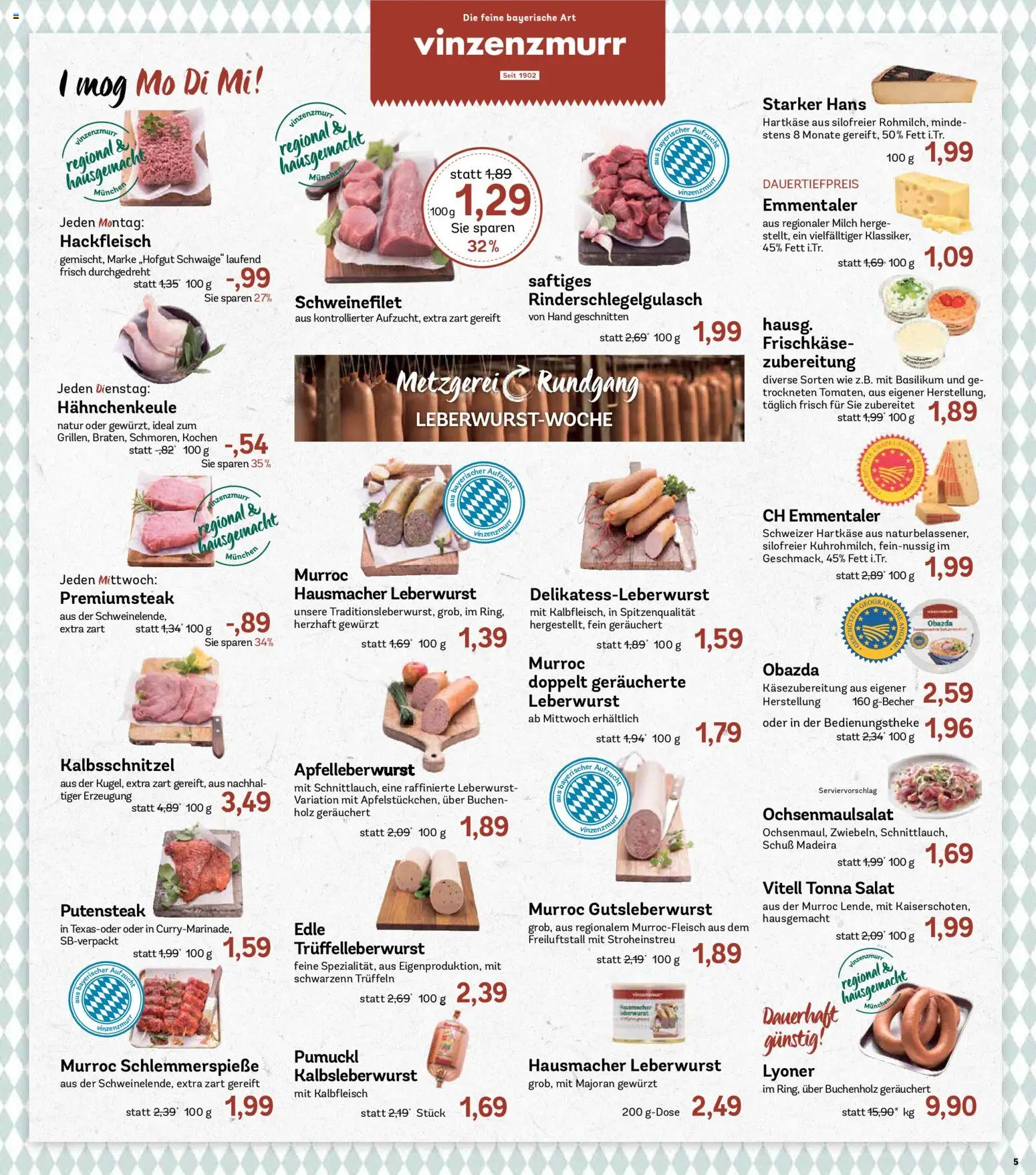 AEZ Prospekt – gültig ab 03.08.2026 | Seite: 5 | Produkte: Schweinefilet, Salat, Frischkase, Hackfleisch
