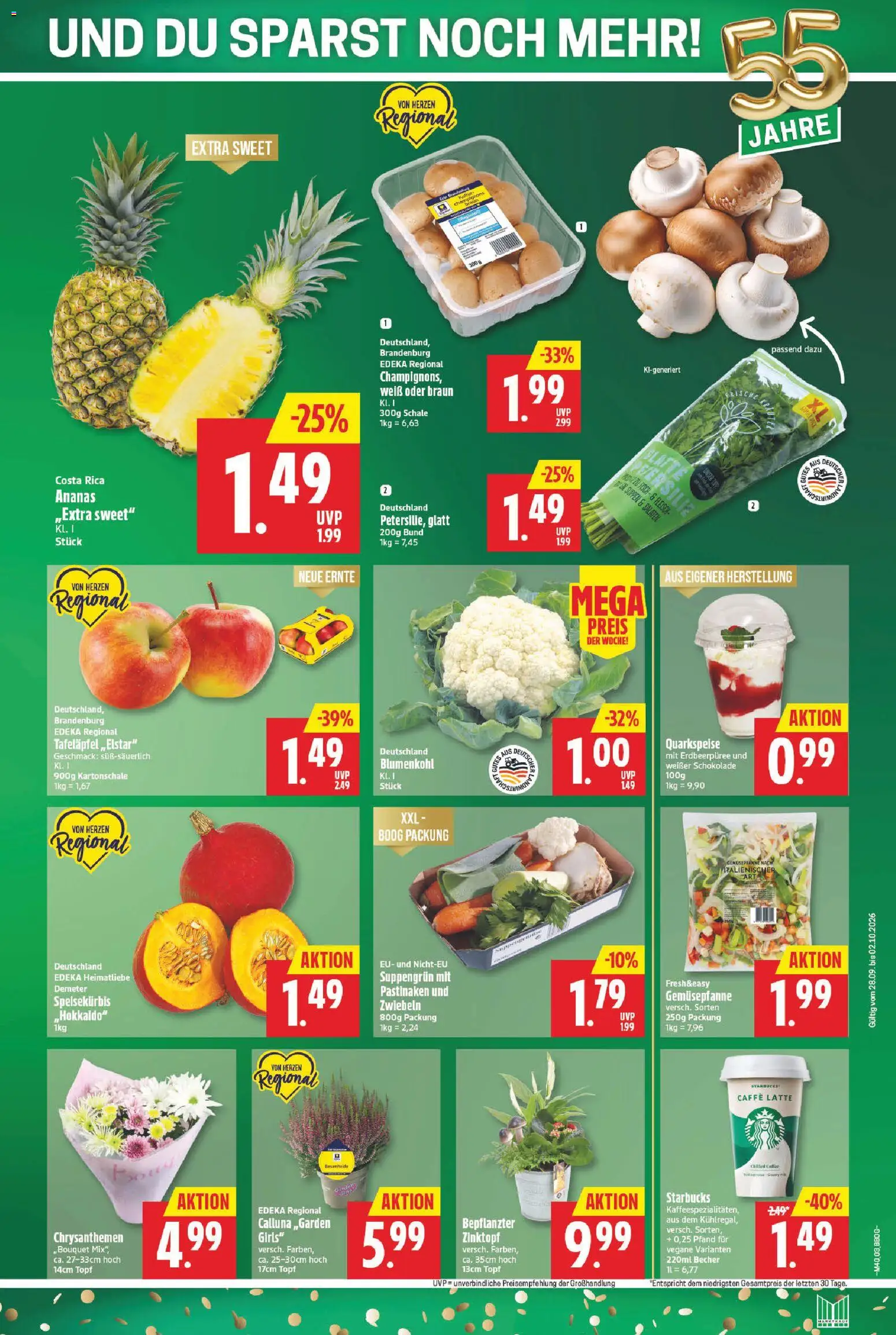 Marktkauf Prospekt – gültig ab 28.09.2026 | Seite: 3 | Produkte: Starbucks, Champignons, Zwiebeln, Blumenkohl