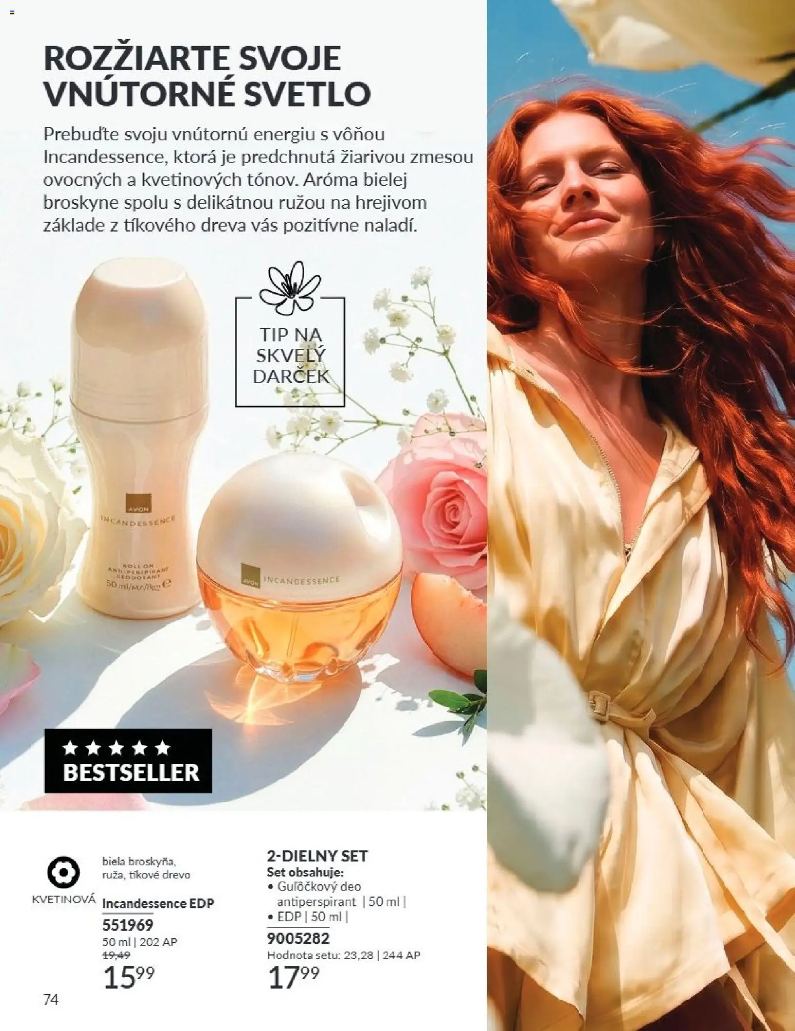 Nové Avon akcie – leták je platný od 01.08.2026 | Strana: 74 | Produkty: Svetlo, Antiperspirant, Broskyne