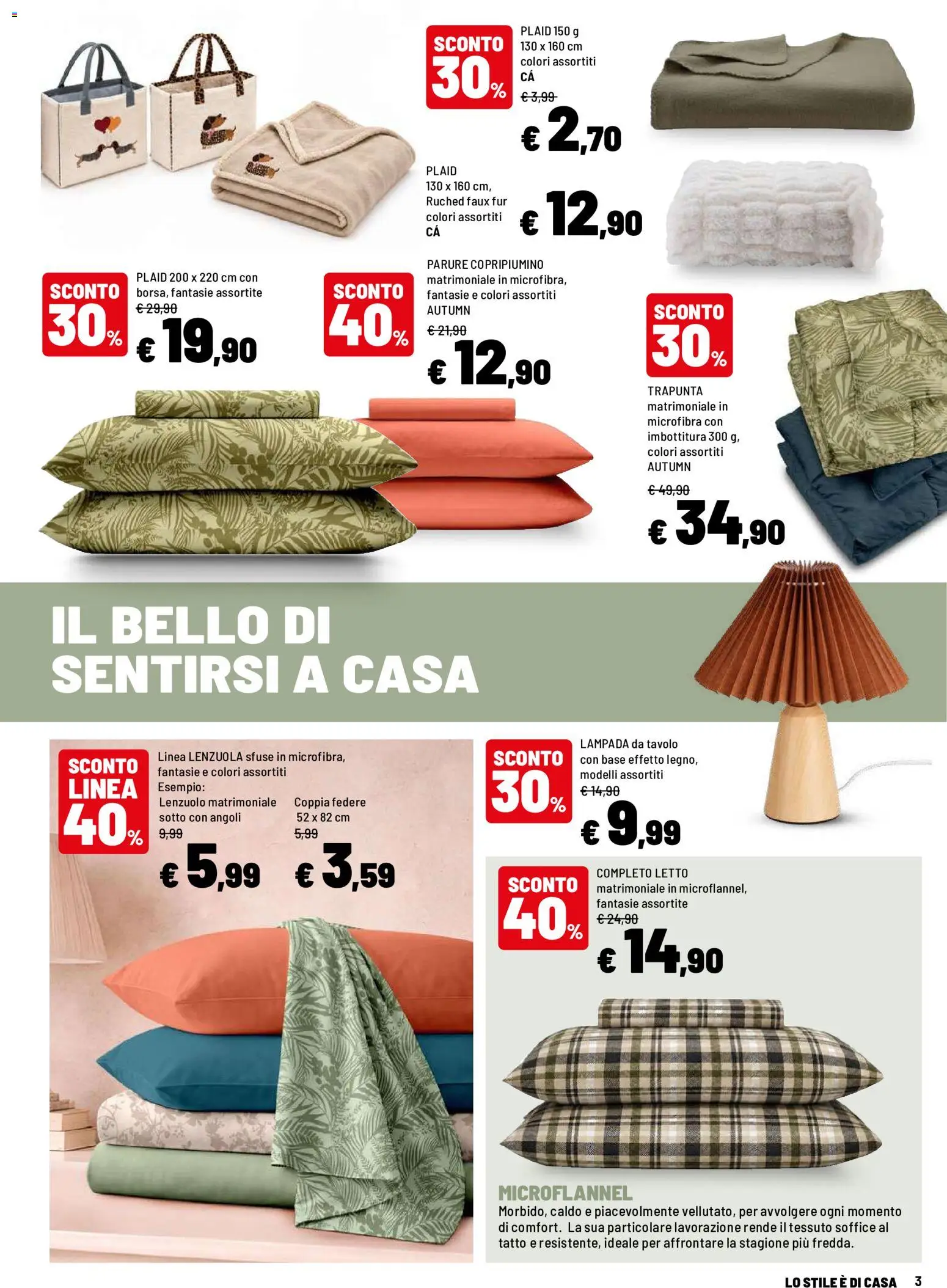 Volantino Iper del 12/10/2026 | Pagina: 3 | Prodotti: Plaid, Letto matrimoniale, Lampada da tavolo, Lampada