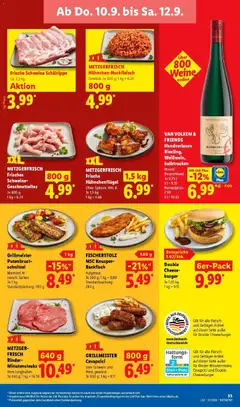 Grillmeister Putenbrust-schnitzel, Grillmeister Putenbrust-schnitzel Mariniert in versch. Sorten. Je 1 kg Standardpackung: 550 g ab 07.09.2026 gültig | Seite: 65
