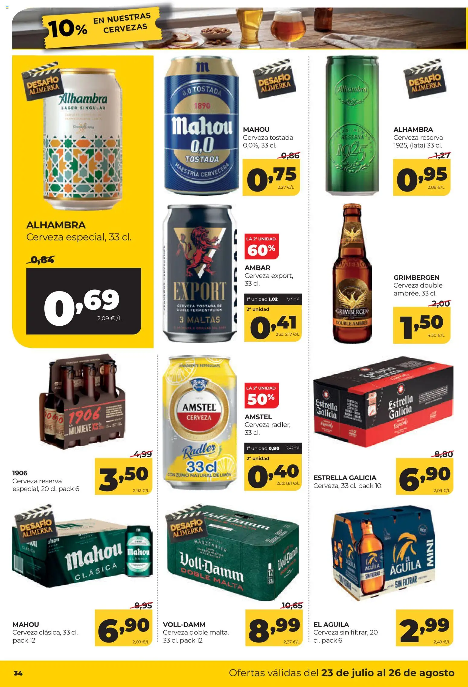 Alimerka folleto Castilla y León │ válido desde el 23/07/2026 | Página: 34 | Productos: Cerveza, Ροζ πιπέρι