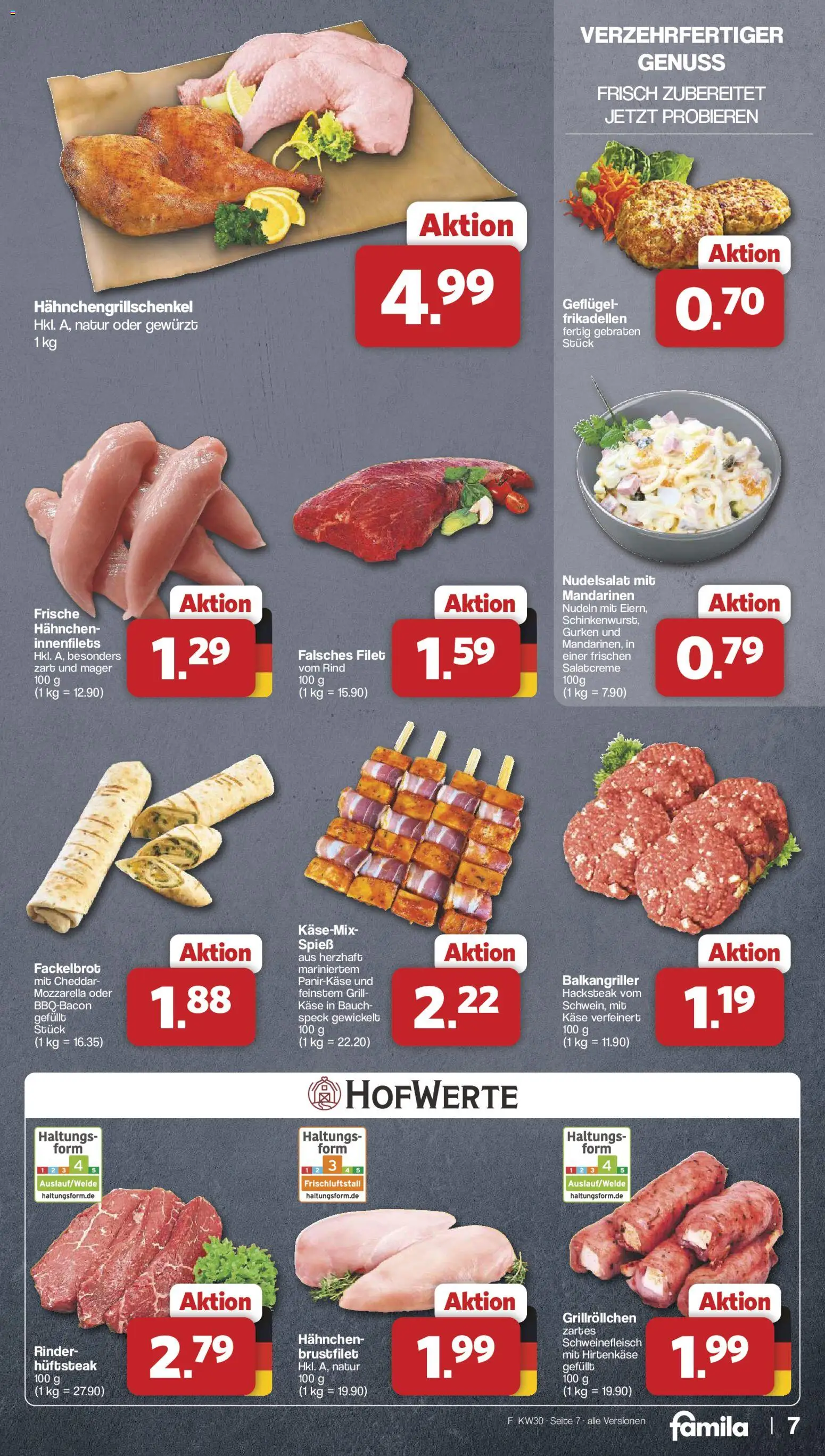 Famila Nordwest Prospekt – gültig ab 20.07.2026 | Seite: 7 | Produkte: Grill, Hahnchen, Käse, Schweinefleisch