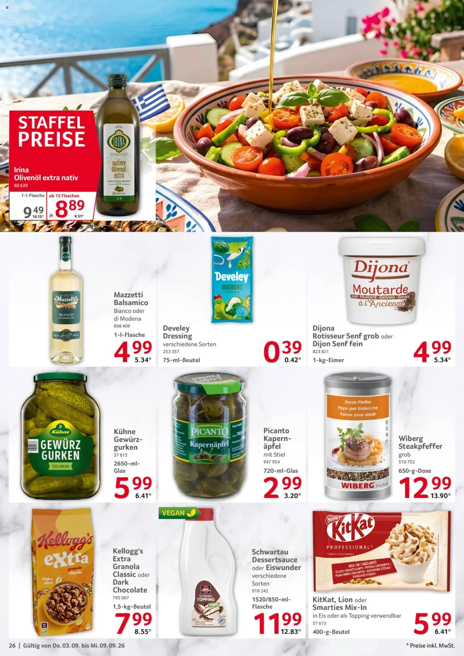 Selgros Prospekt – gültig ab 03.09.2026 | Seite: 26 | Produkte: Smarties, Kellogg's, Steak, Gurken