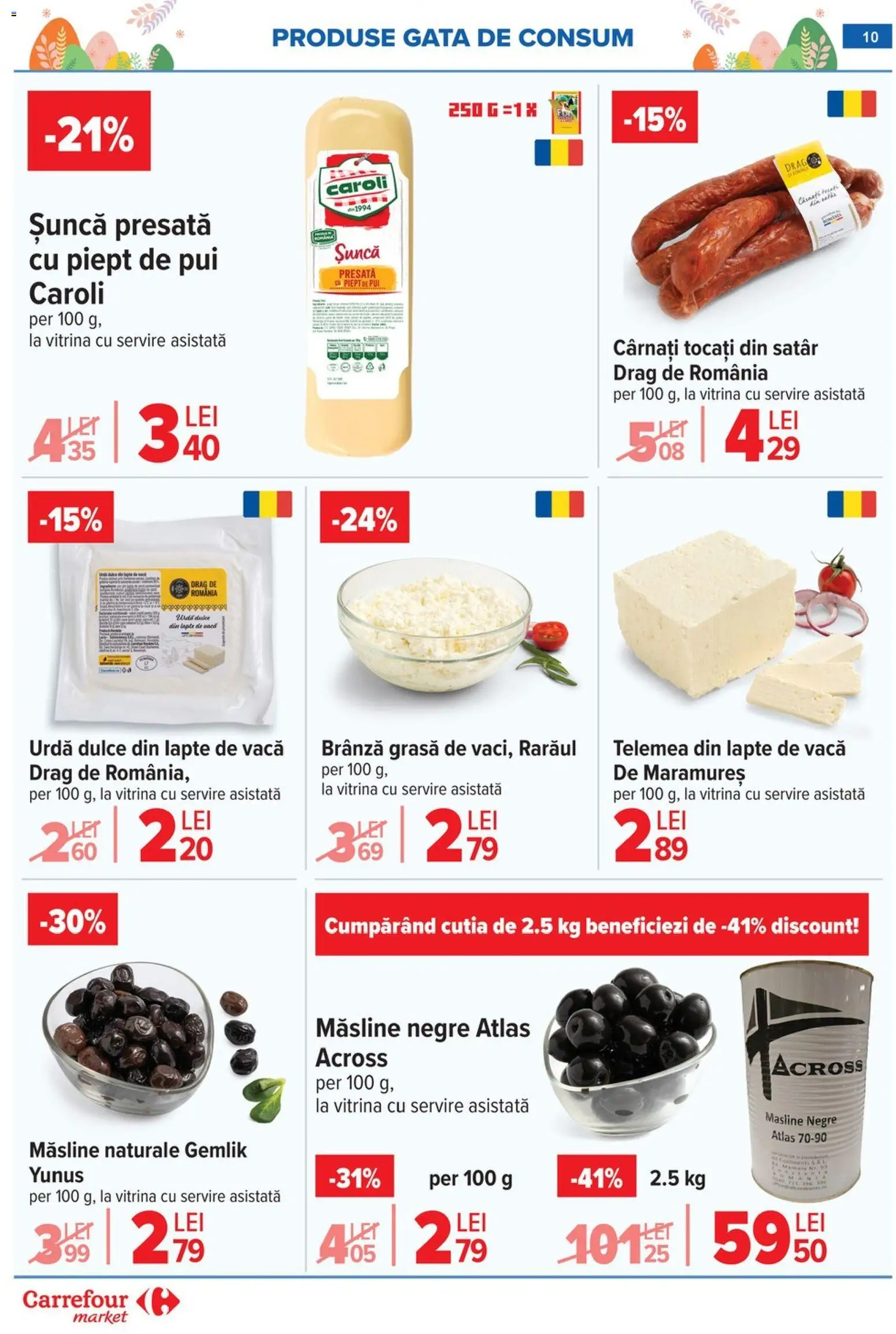 Noul catalog Carrefour – valabil de la 06.04.2026 | Pagină: 10 | Produse: Hacıyatmaz Kedi Oyuncağı, Amandină, Tort, Cârnați