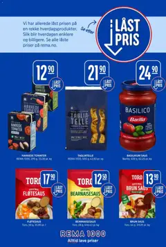 Forhåndsvisning av Rema 1000 Låst pris gyldig fra 17/08/2026 | Side: 10 | Produkter: Bearnaisesaus, Hakkede tomater, Saus, Basilikum