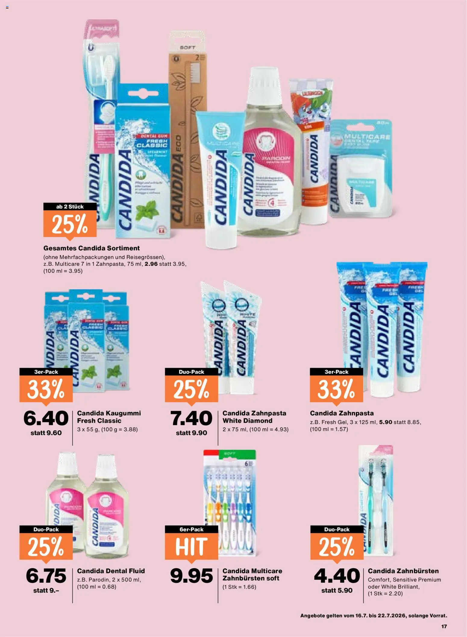 Migros aktionen – gültig ab 16.07.2026 | Seite: 17 | Produkte: Kaugummi, Zahnpasta