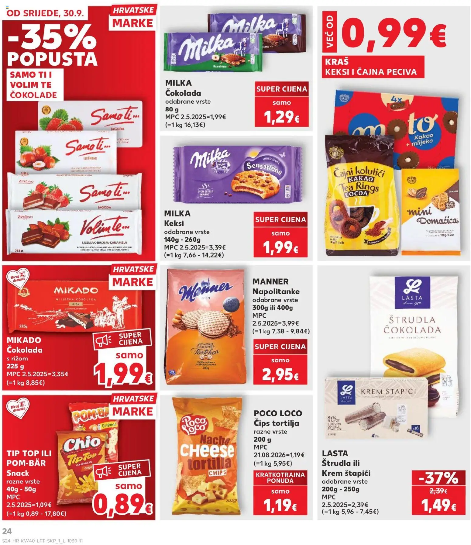 Kaufland katalog | vrijedi od 30.09.2026 | Stranica: 24 | Proizvodi: Keksi, Čips, Napolitanke, Prekrašni