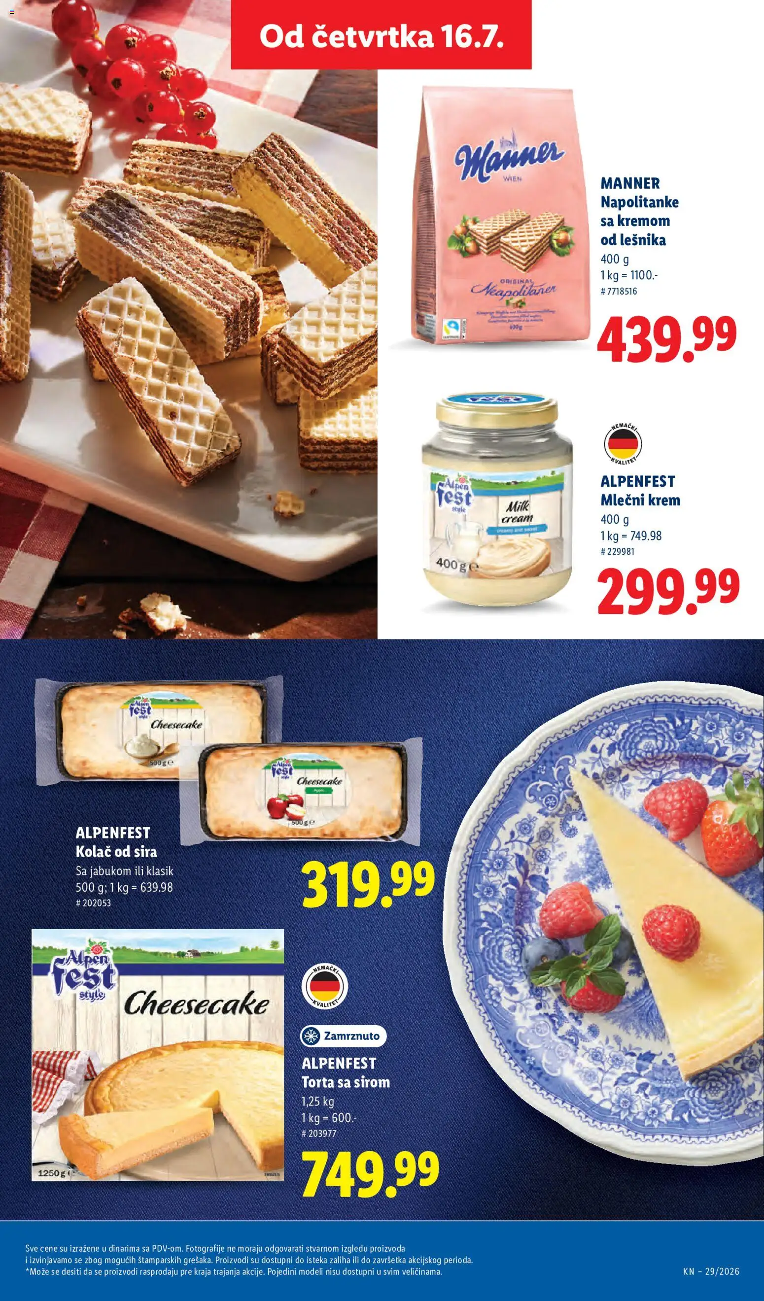Lidl katalog - važi od 16.07.2026 | Strana: 67 | Proizvode: Kolač, Cheesecake, Napolitanke, Torta