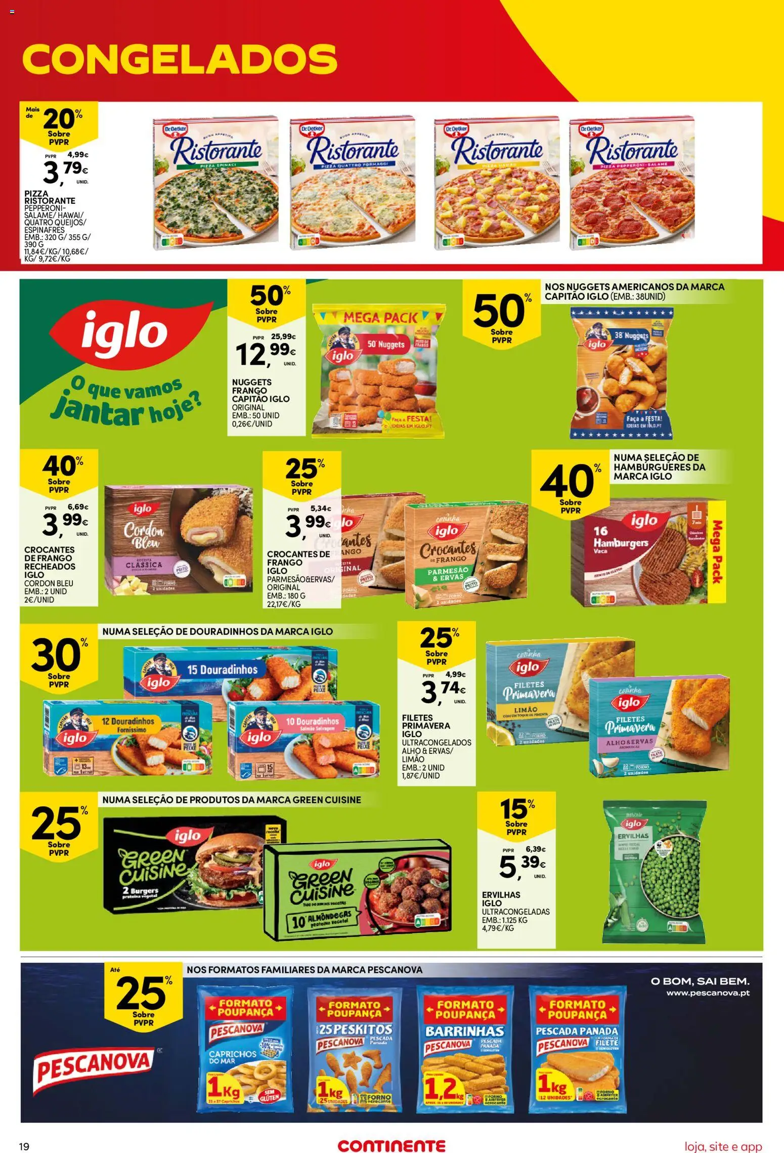 Continente Semanal Continente Bom Dia │ válido de 25/08/2026 | Página: 19 | Produtos: Espinafres, Faca, Nuggets, Filete