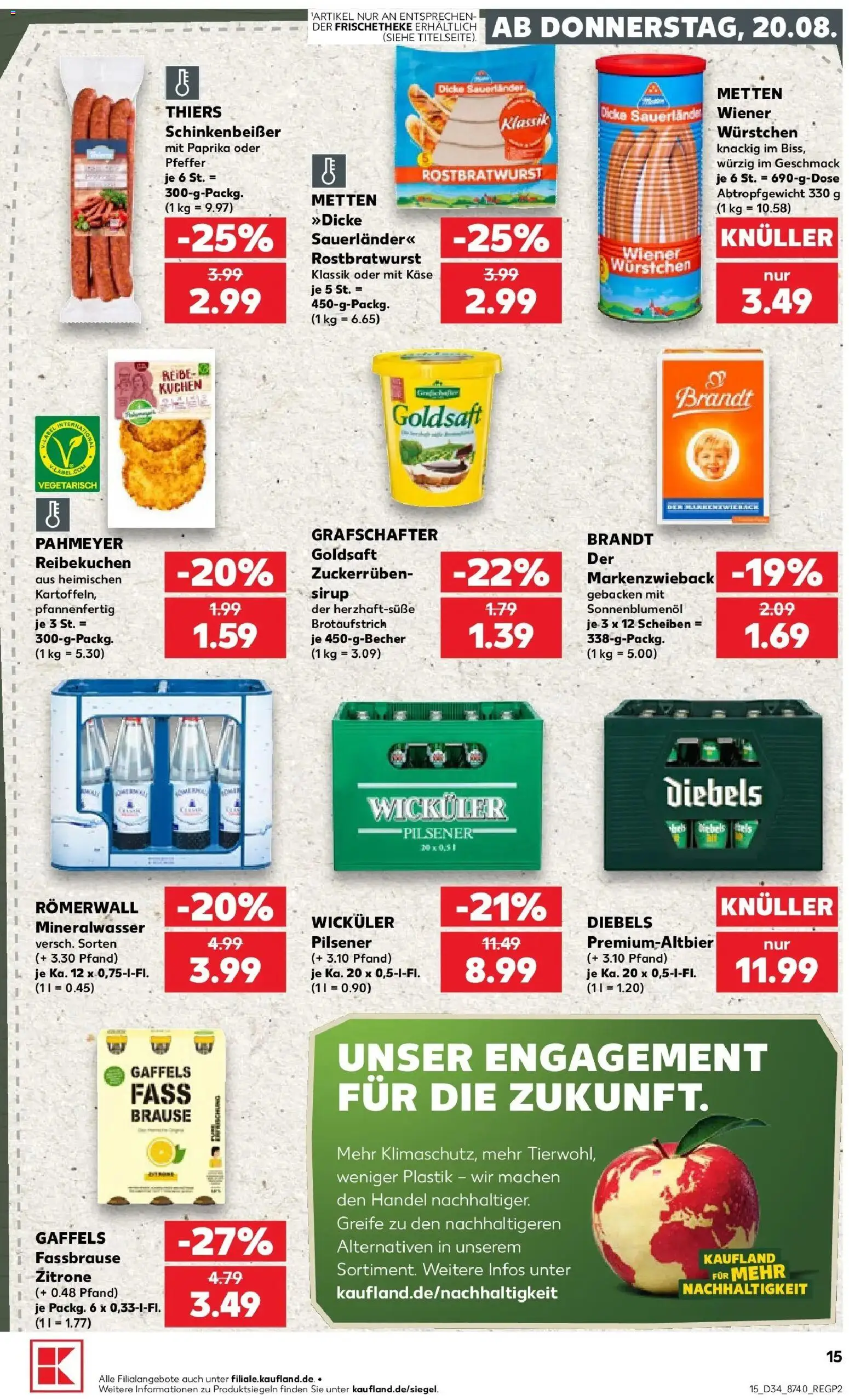 Prospekt Kaufland ab 20.08.2026 » Angebote Online zum Blättern | Seite: 15 | Produkte: Käse, Paprika, Zitrone, Kuchen