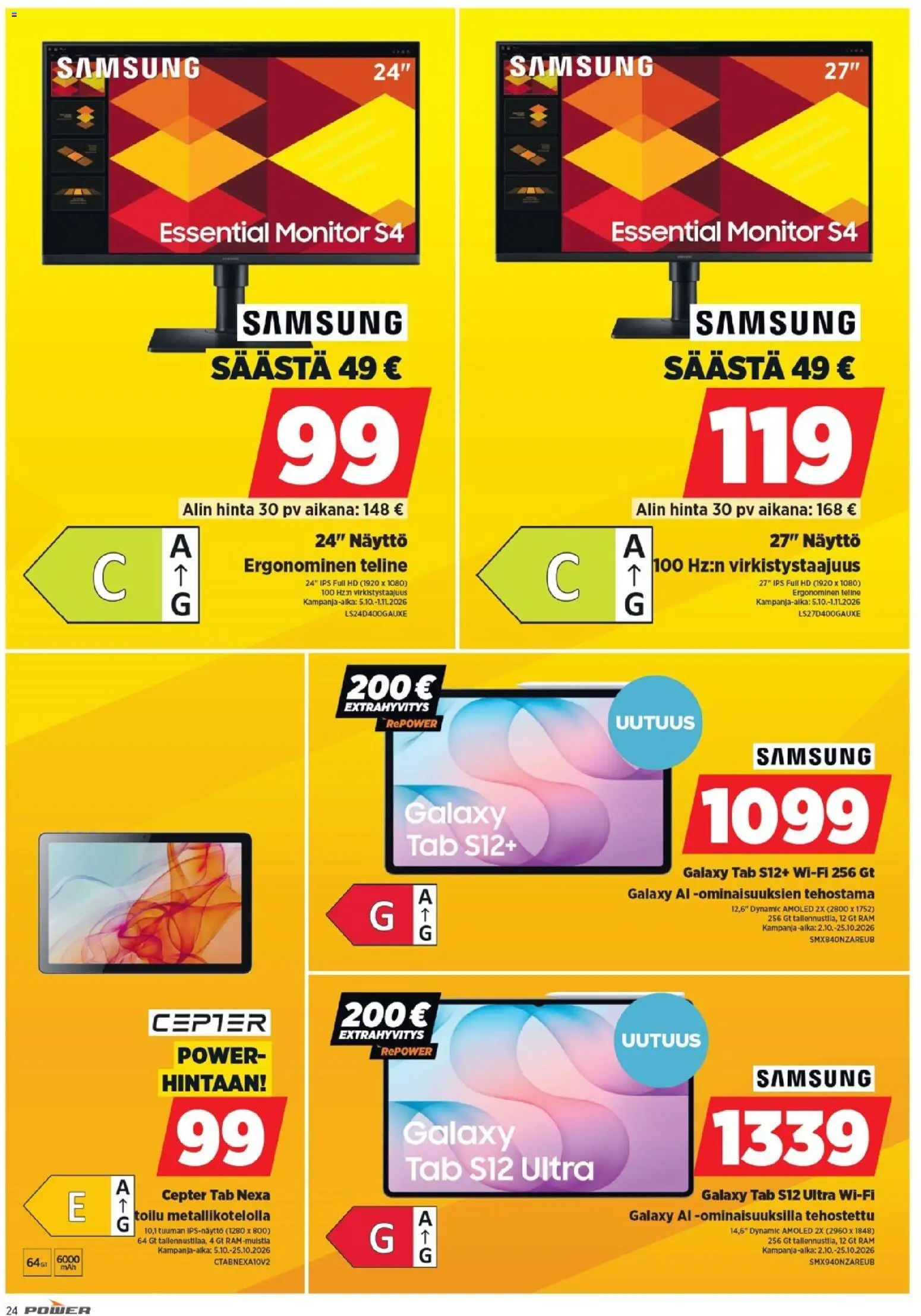Power tarjoukset – voimassa 28/09/2026 alkaen | Sivu: 24 | Tuotteet: Näyttö