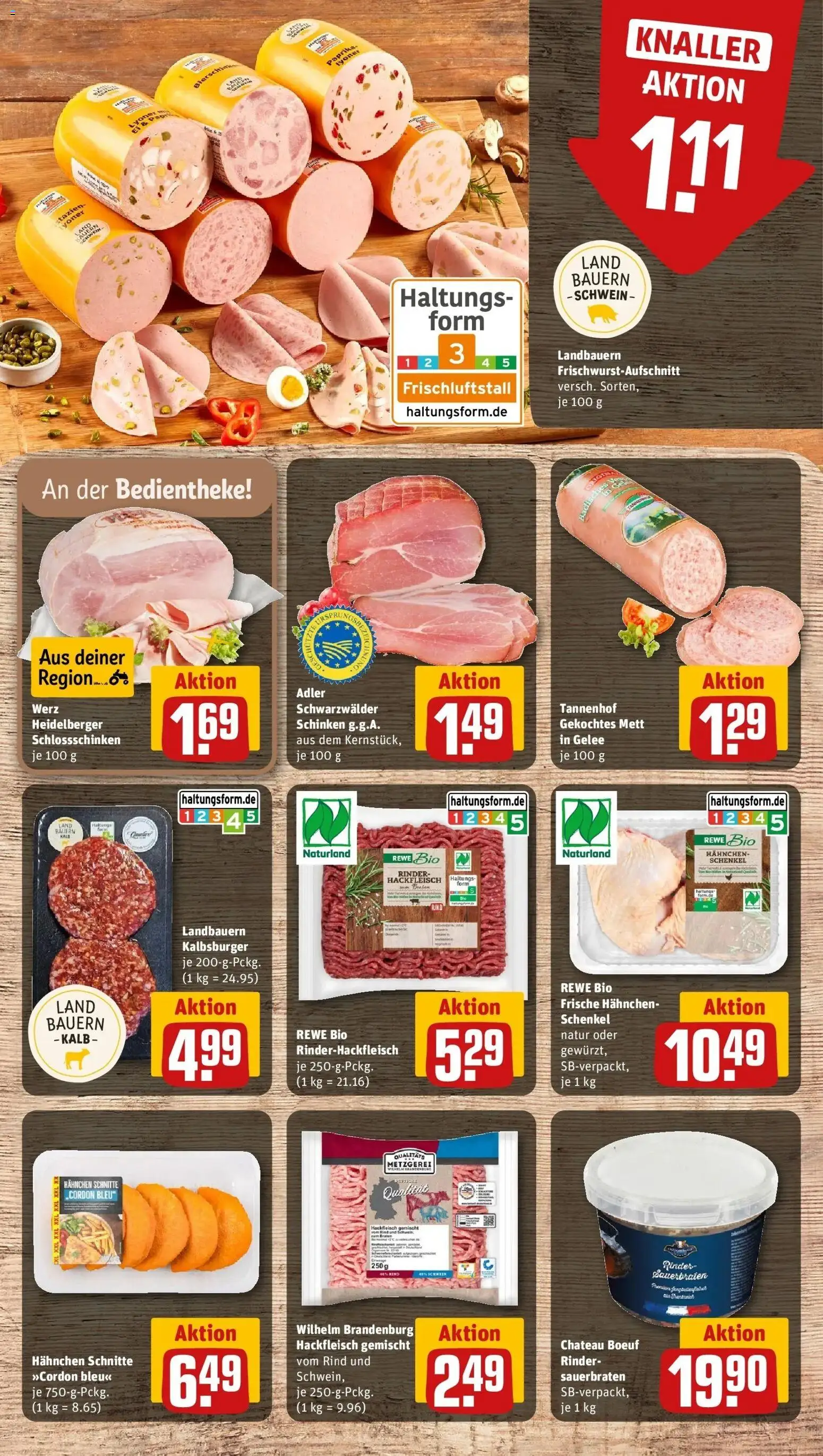 REWE Prospekt ab 19.10.2026 zum Blättern » Angebote | Seite: 11 | Produkte: Hahnchen, Schinken, Hackfleisch