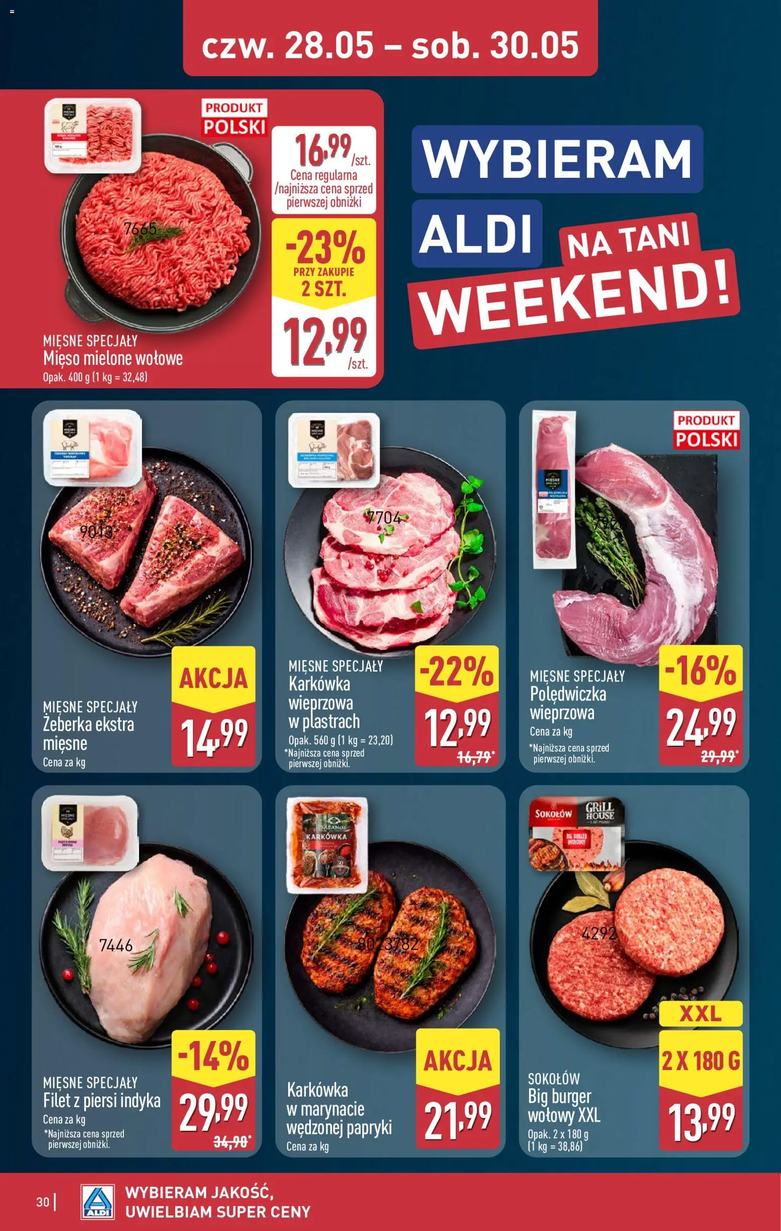 Aldi gazetka od 25.05.2026 | Strona: 30 | Produkty: Karkówka, Piersi, Mięso, Mięso mielone wołowe