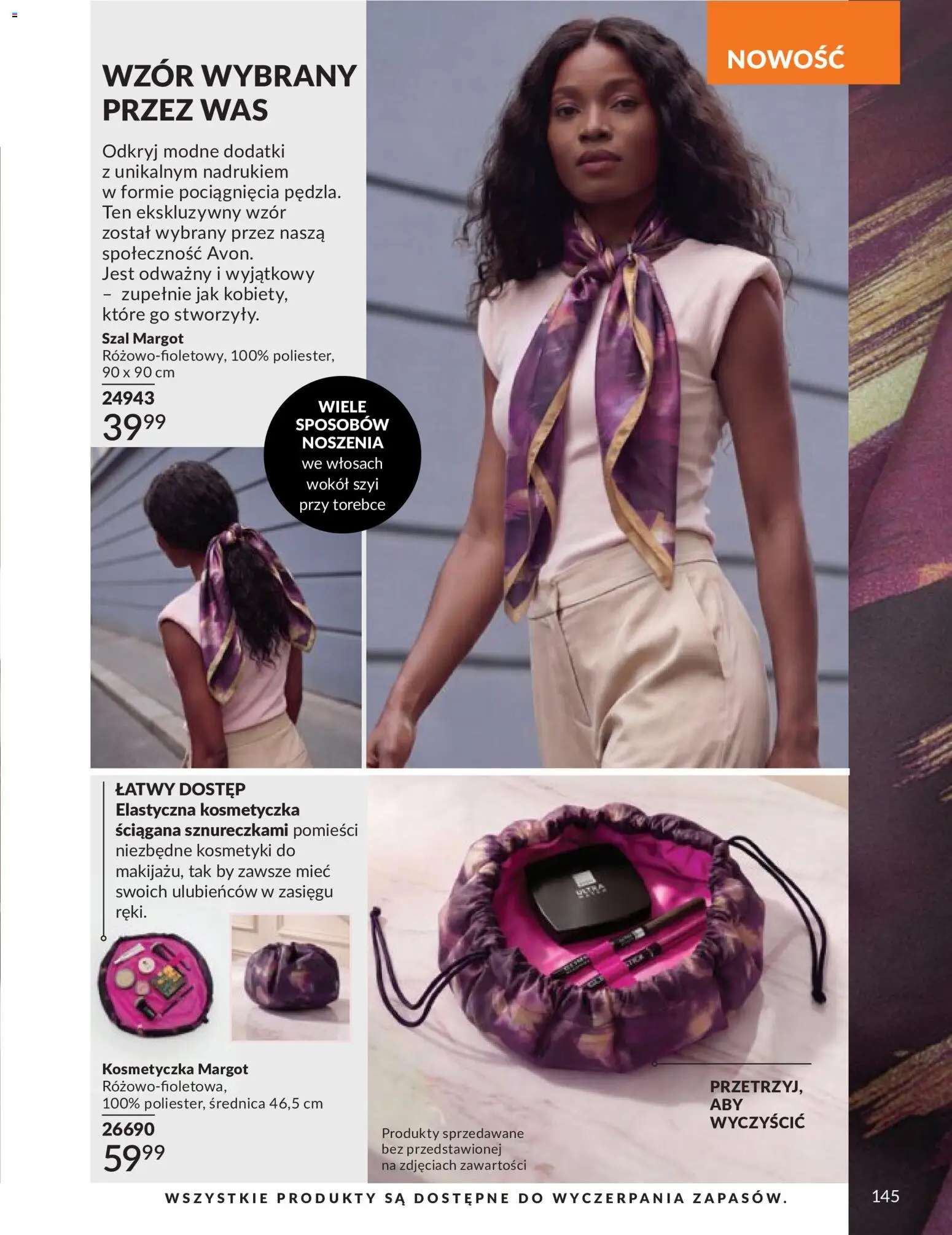 Avon Katalog 9 2026 od 01.09.2026 | Strona: 145 | Produkty: Szal, Kosmetyki, Kosmetyczka