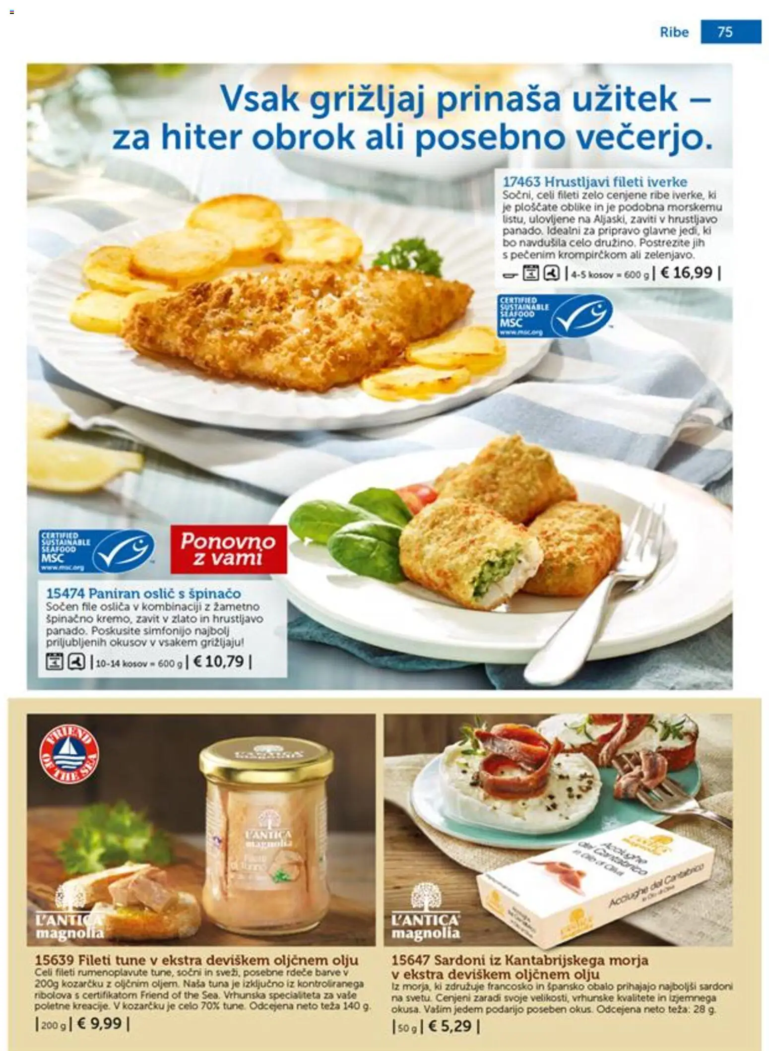 Novi Bofrost katalog ponudbe – veljaven od 01.07.2026 | Stran: 75 | Izdelki: Oslič, Teza, Tuna, Ribe