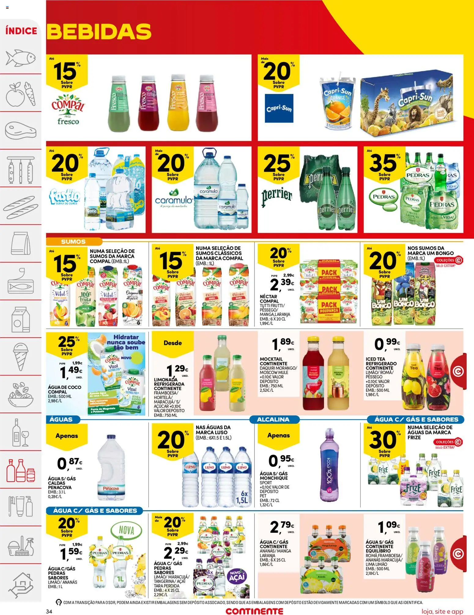 Continente folheto │ válido de 16.06.2026 | Página: 34 | Produtos: Agua, Açai, Maça, Açúcar