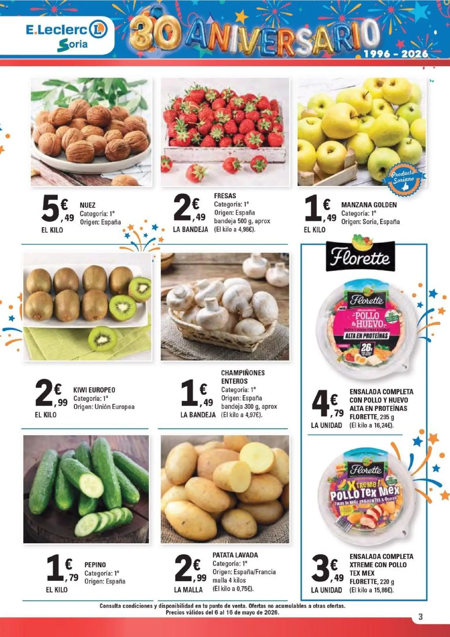 E.Leclerc Soria │ válido desde el 06.05.2026 | Página: 3 | Productos: Queso, Manzana, Ensalada, Bandeja