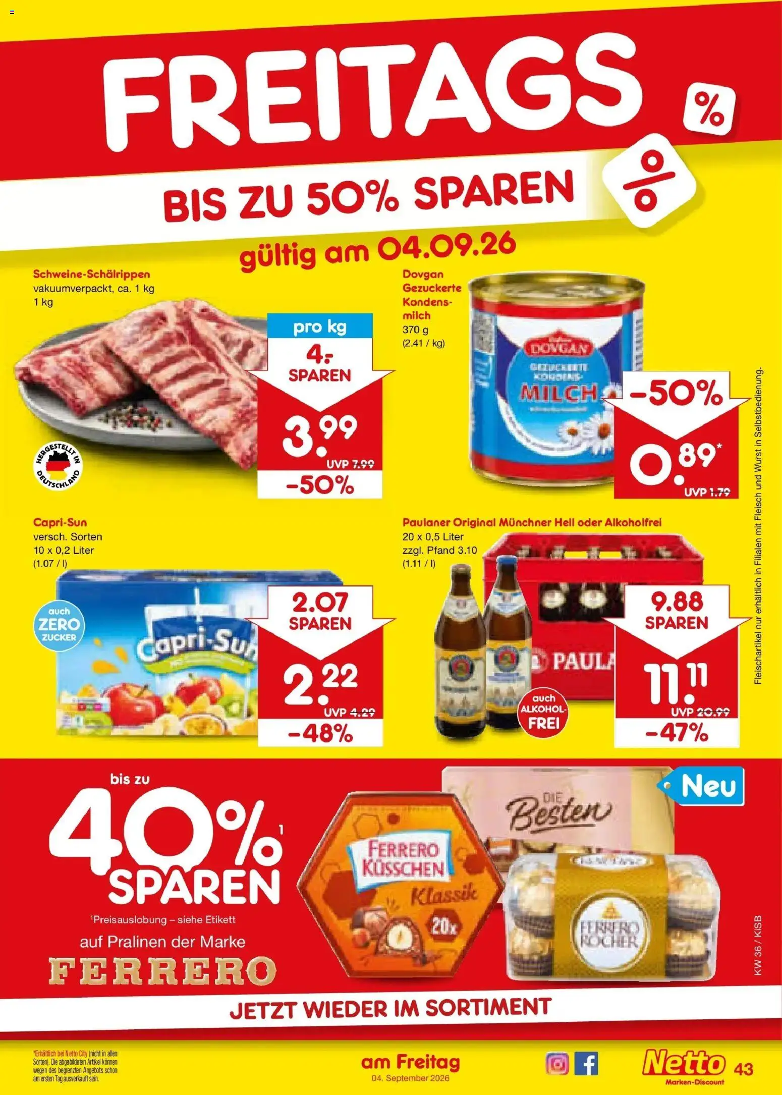 Netto Marken-Discount Prospekt Oberhaid – gültig ab 31.08.2026 | Seite: 55 | Produkte: Alkohol, Wurst, Fleisch, Paulaner